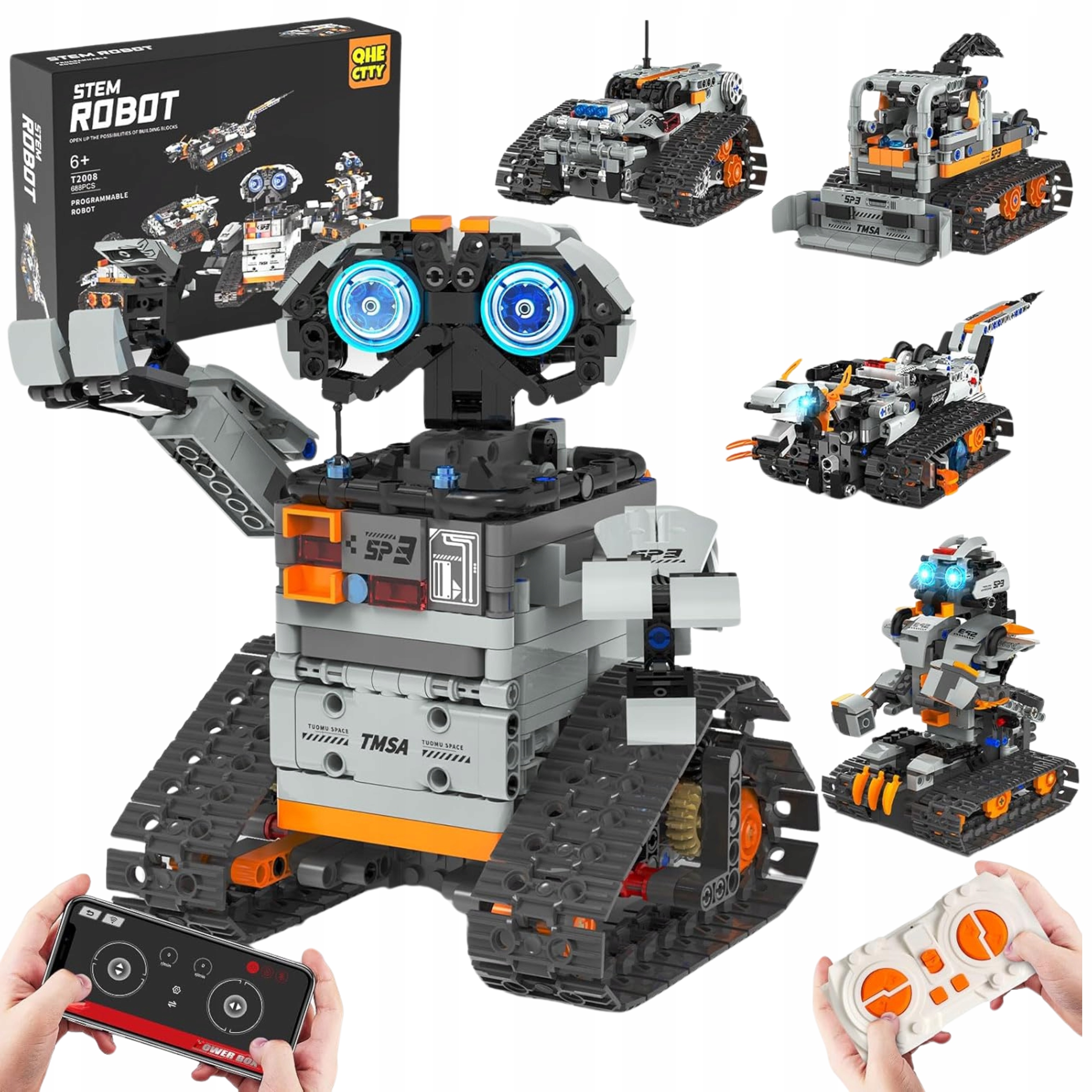 Klocki konstrukcyjne 5w1 Zdalnie sterowane Zestaw RC Robotów i Maszyn pilot