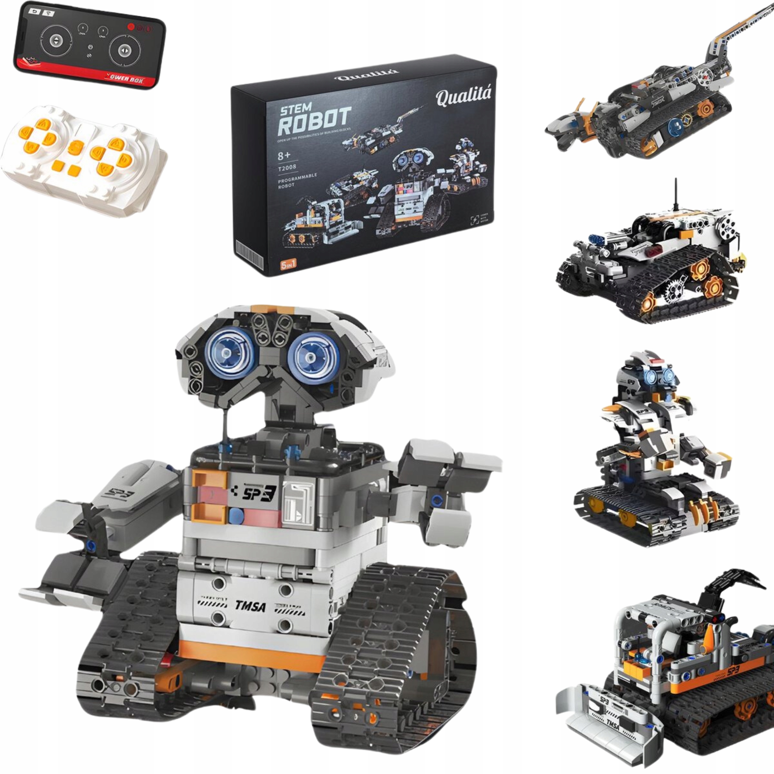 Klocki konstrukcyjne 5w1 Zdalnie sterowane Zestaw RC Robotów i Maszyn pilot