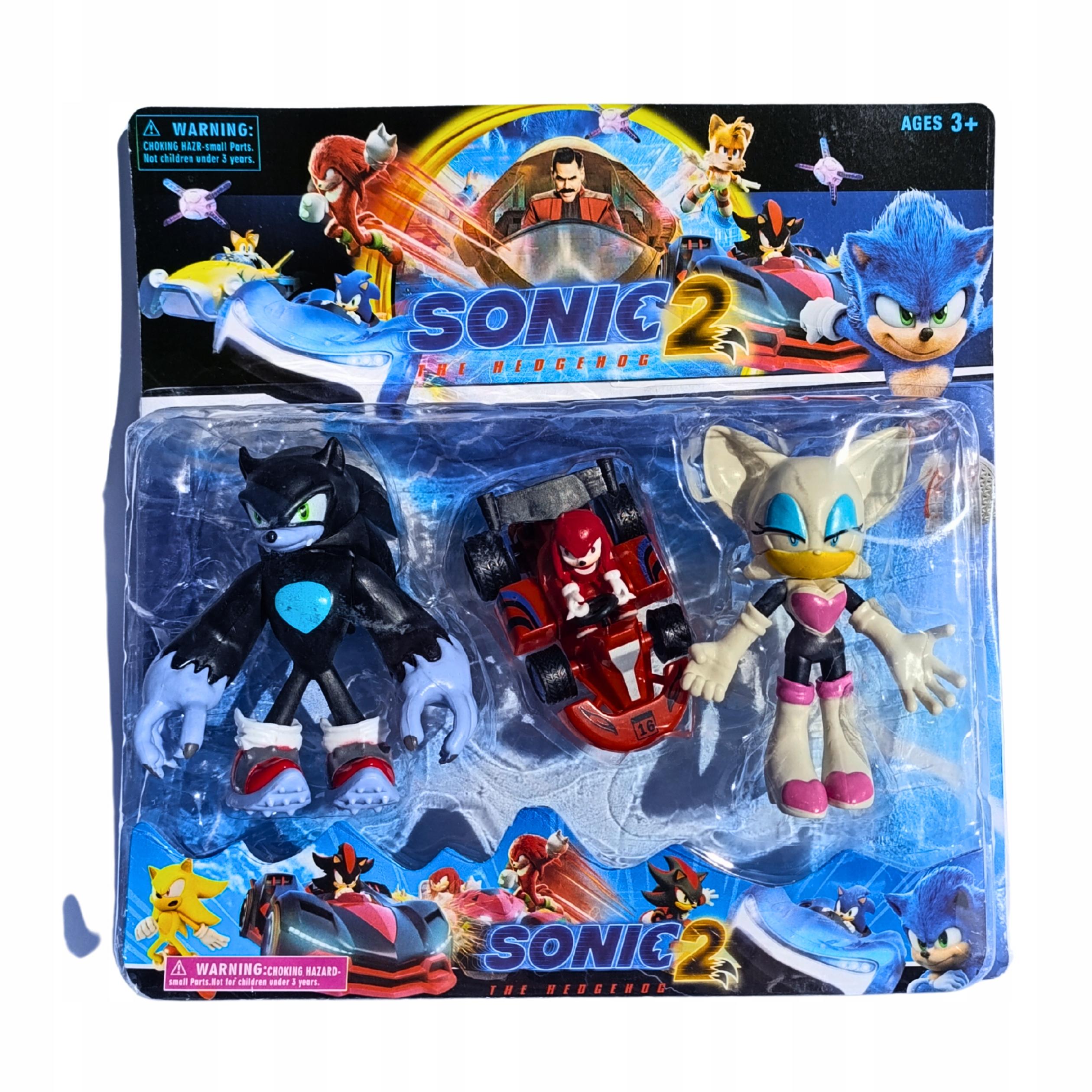 SONIC THE HEDGEHOG 3 SZTUKI FIGURKI AKCJI duże 12 CM z autkiem