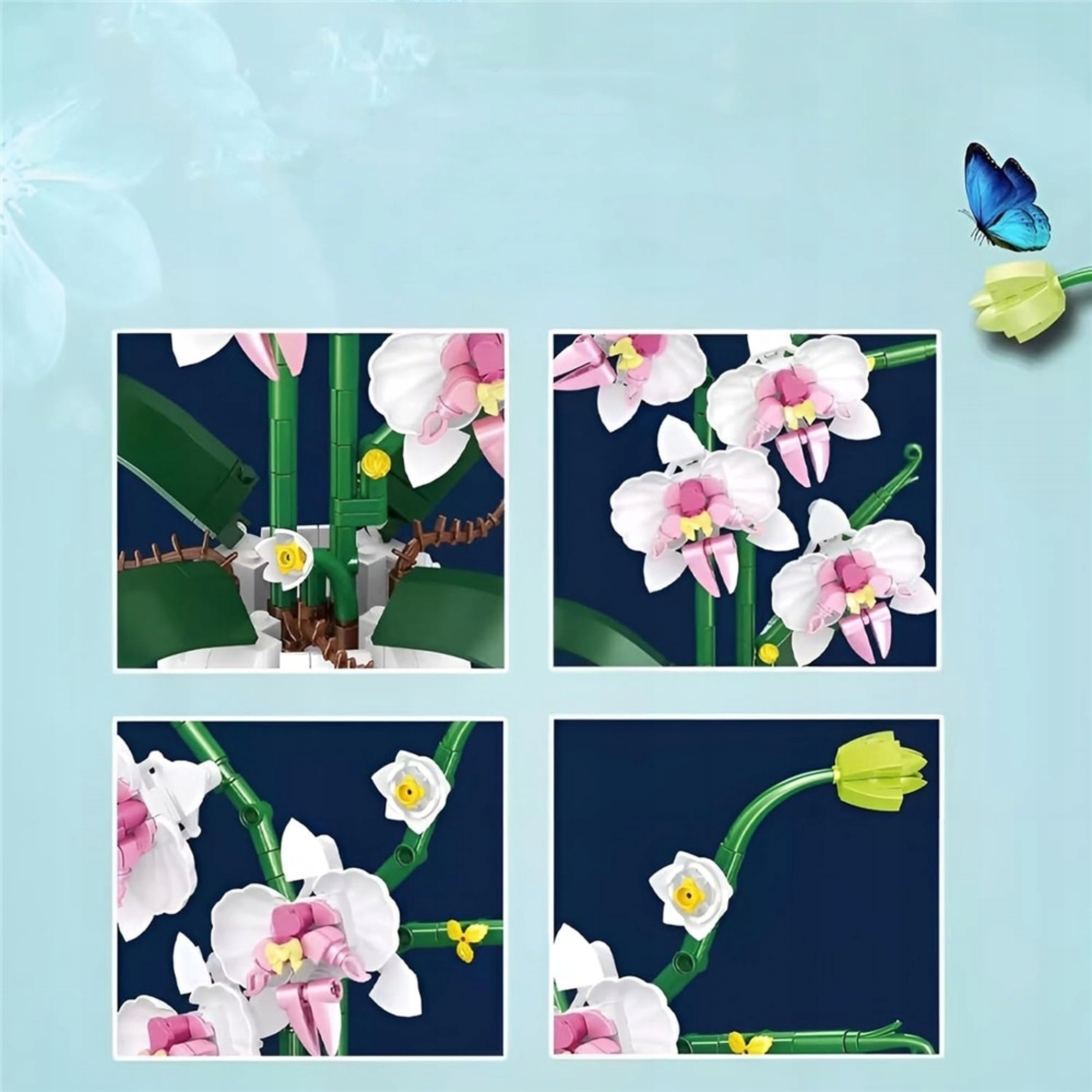 Kwiaty klocki orchidea kwiatek 25 cm dekoracja do układania prezent orchid