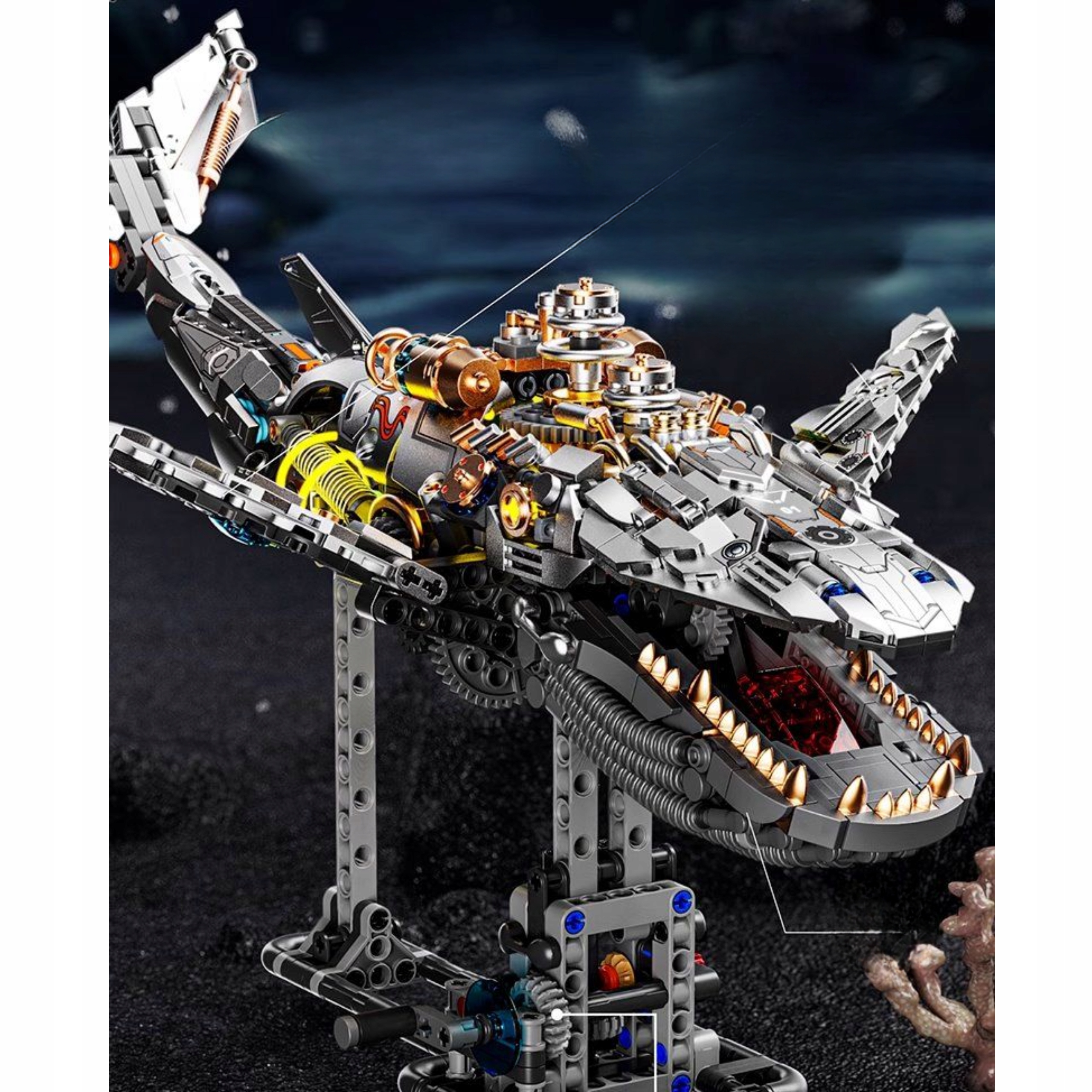 Klocki techniczne wieloryb maszyna 1388 elementów model do składania