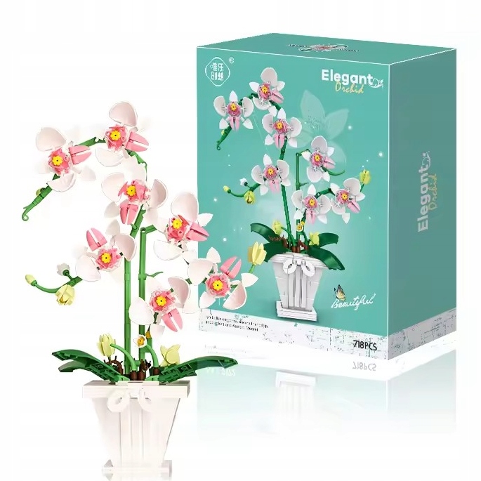 KLOCKI KONSTRUKCYJNE 718el 3D KWIATY UKŁADANKA ORCHIDEA STORCZYK prezent