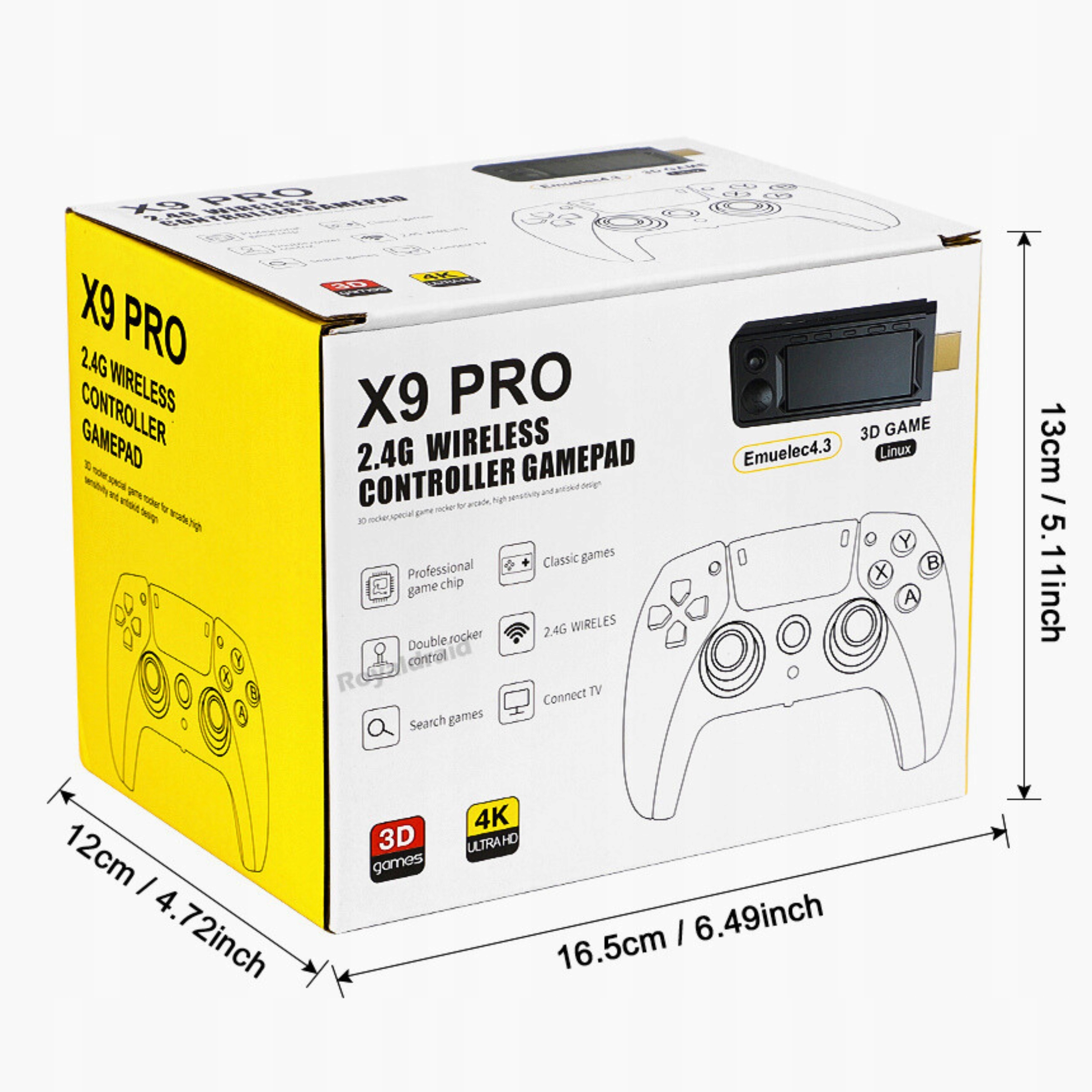 Konsola retro X9 PRO przenośna 64GB z grami i dwoma padami wentylowana