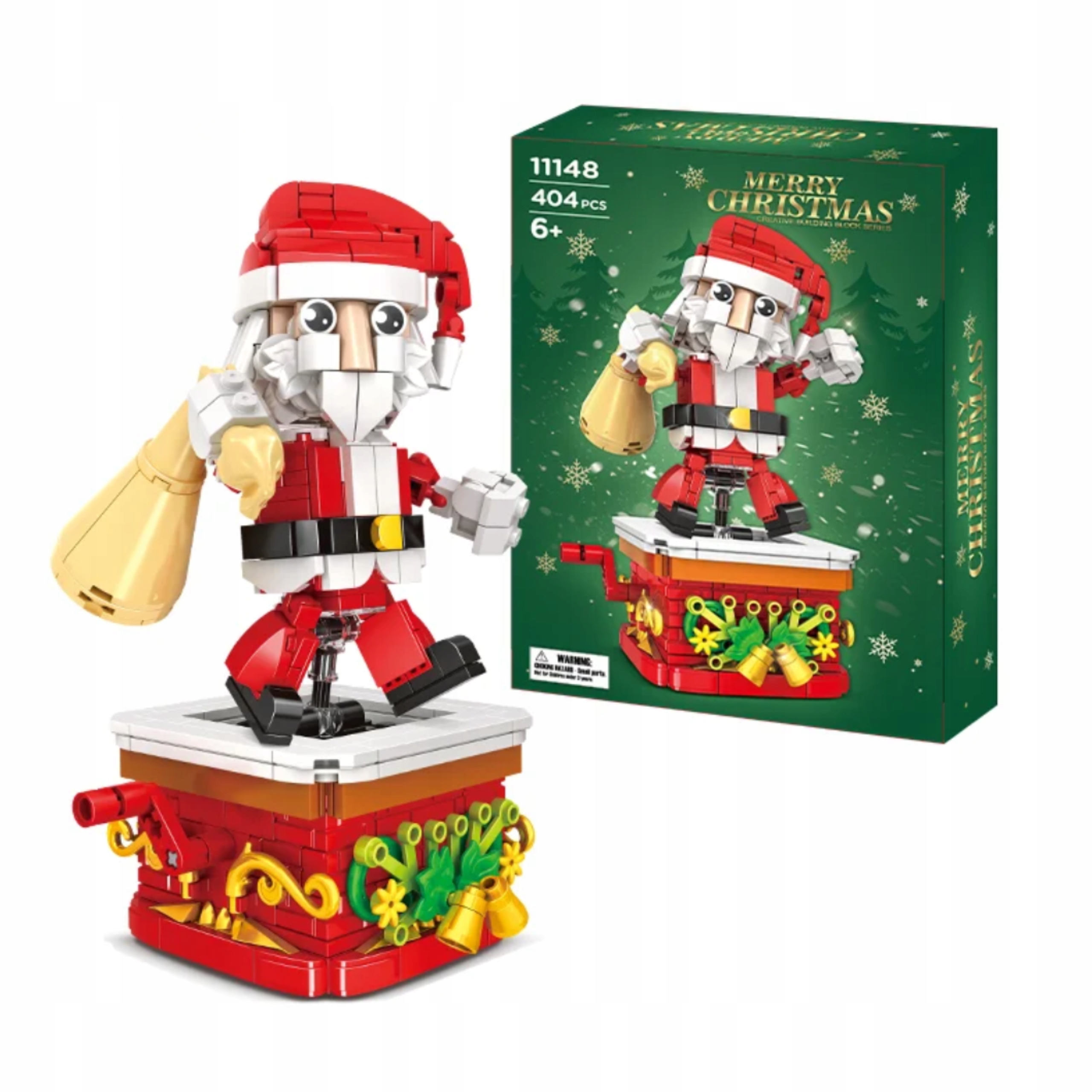 Klocki świąteczny Mikołaj z ruchomym mechanizmem dekoracja Boże narodzenie