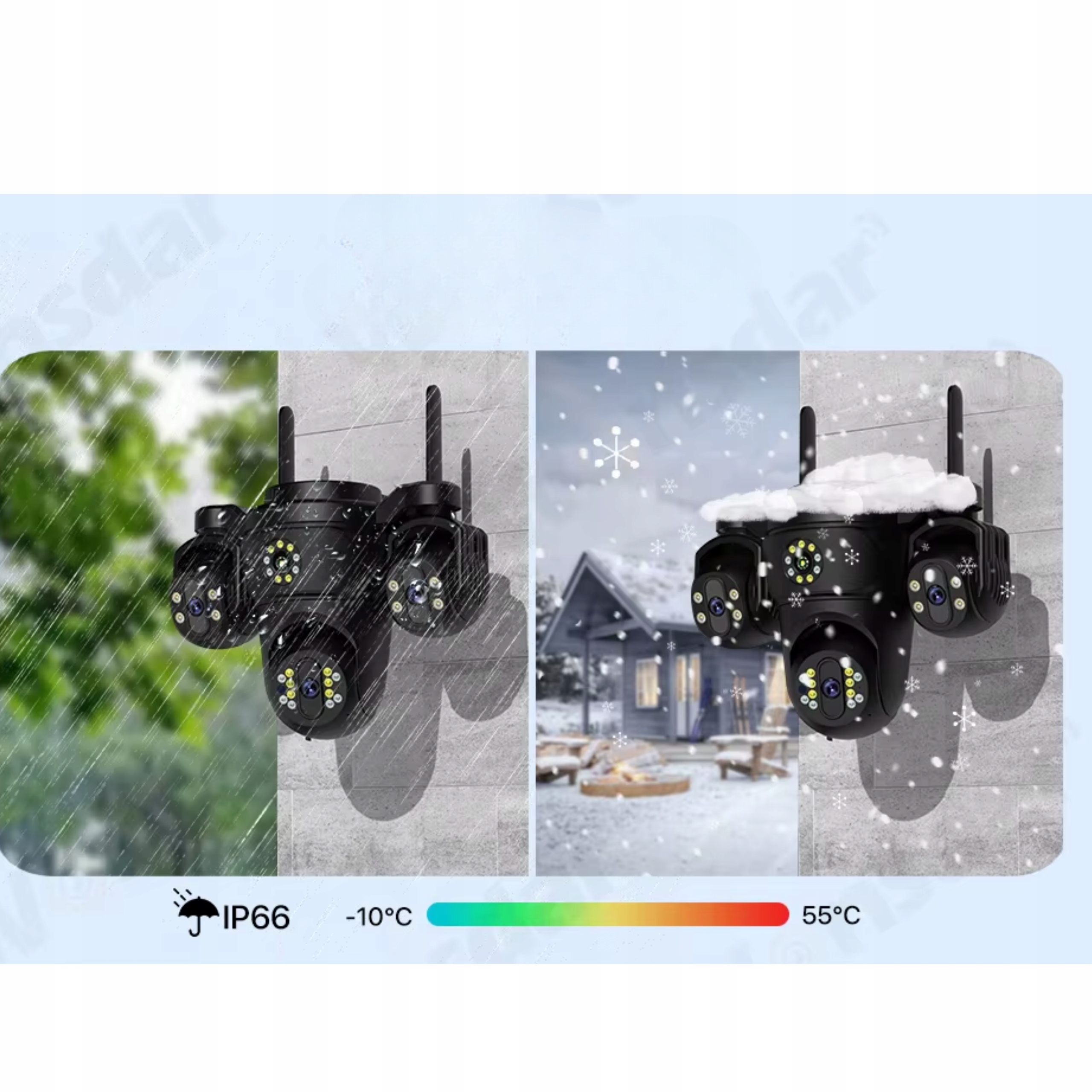 Kamera zewnętrzna WiFi 15MP 4 obiektywy 4 zoom Auto Track PTZ IP66 MIKROFON