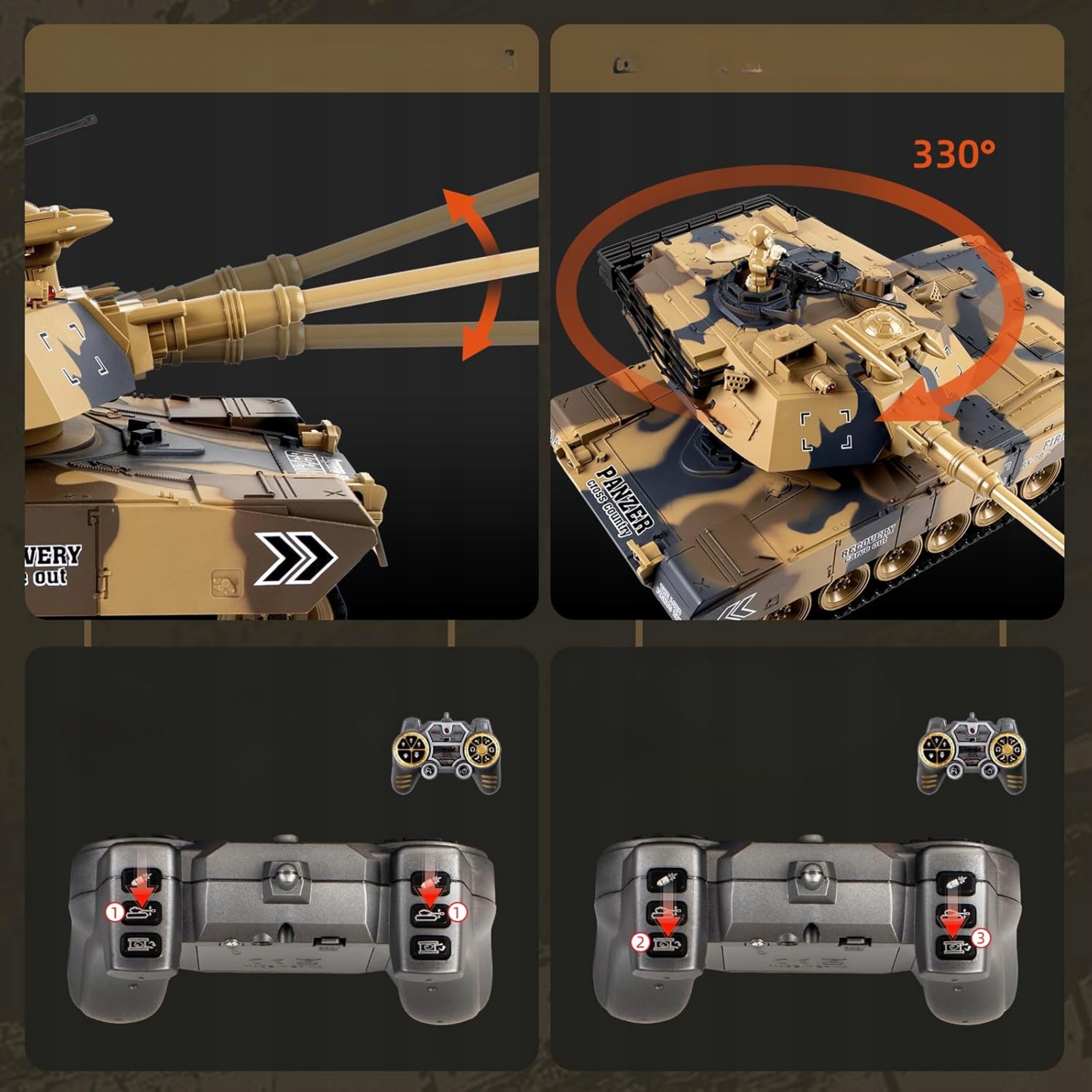 Zdalnie sterowany czołg M1A2 Abrams RC 2.4 GHz dymi strzela kulkami DUŻY