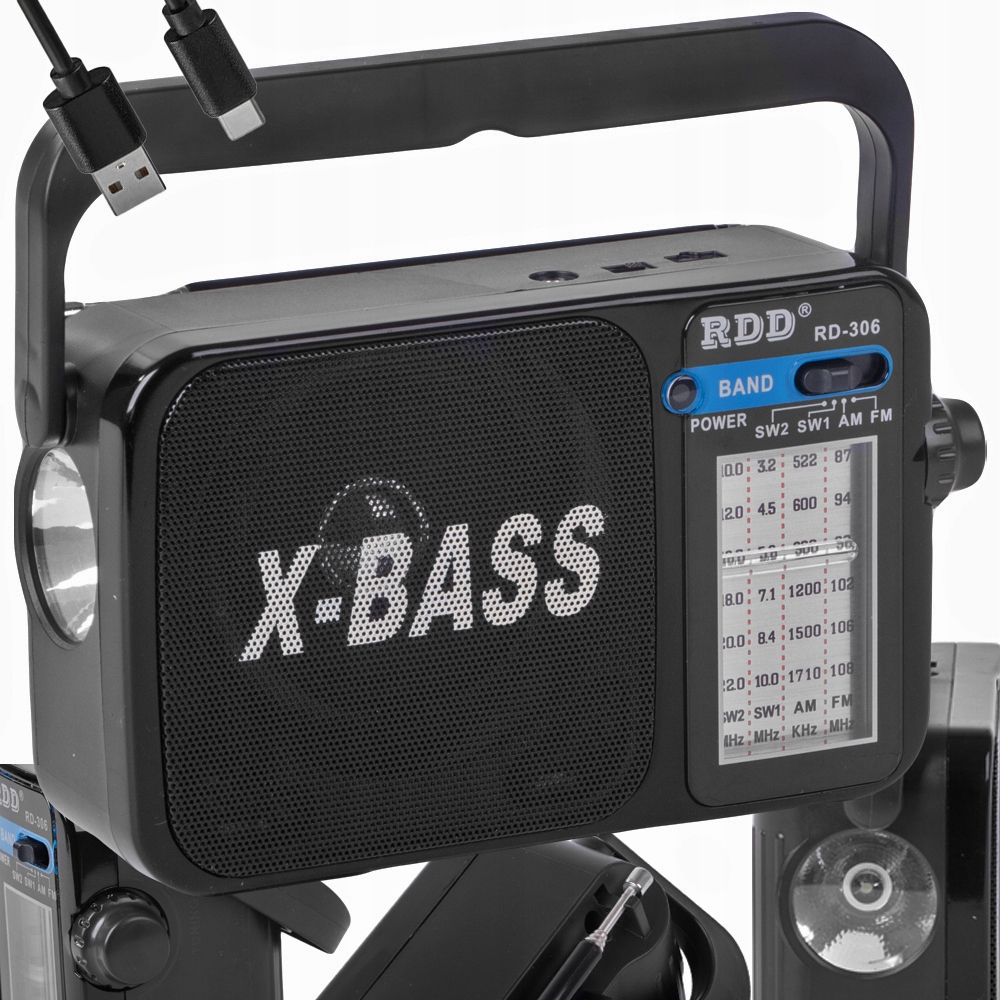 Radio Akumulatorowo bateryjne AM FM Latarka PRZENOŚNE BUDOWLANE KUCHENNE