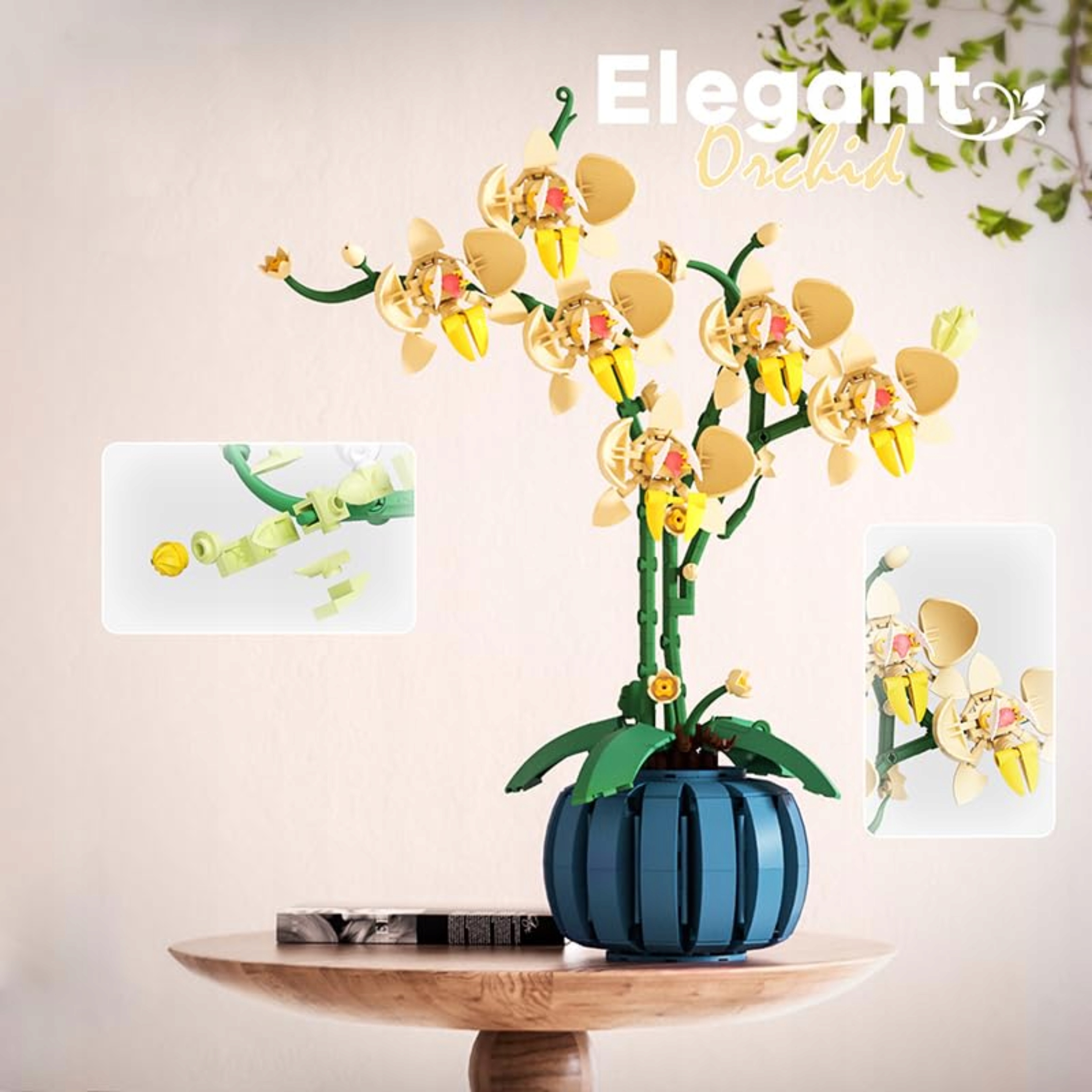 Zestaw klocków orchidea dla dorosłych 3D kwiaty dekoracja prezent rośliny