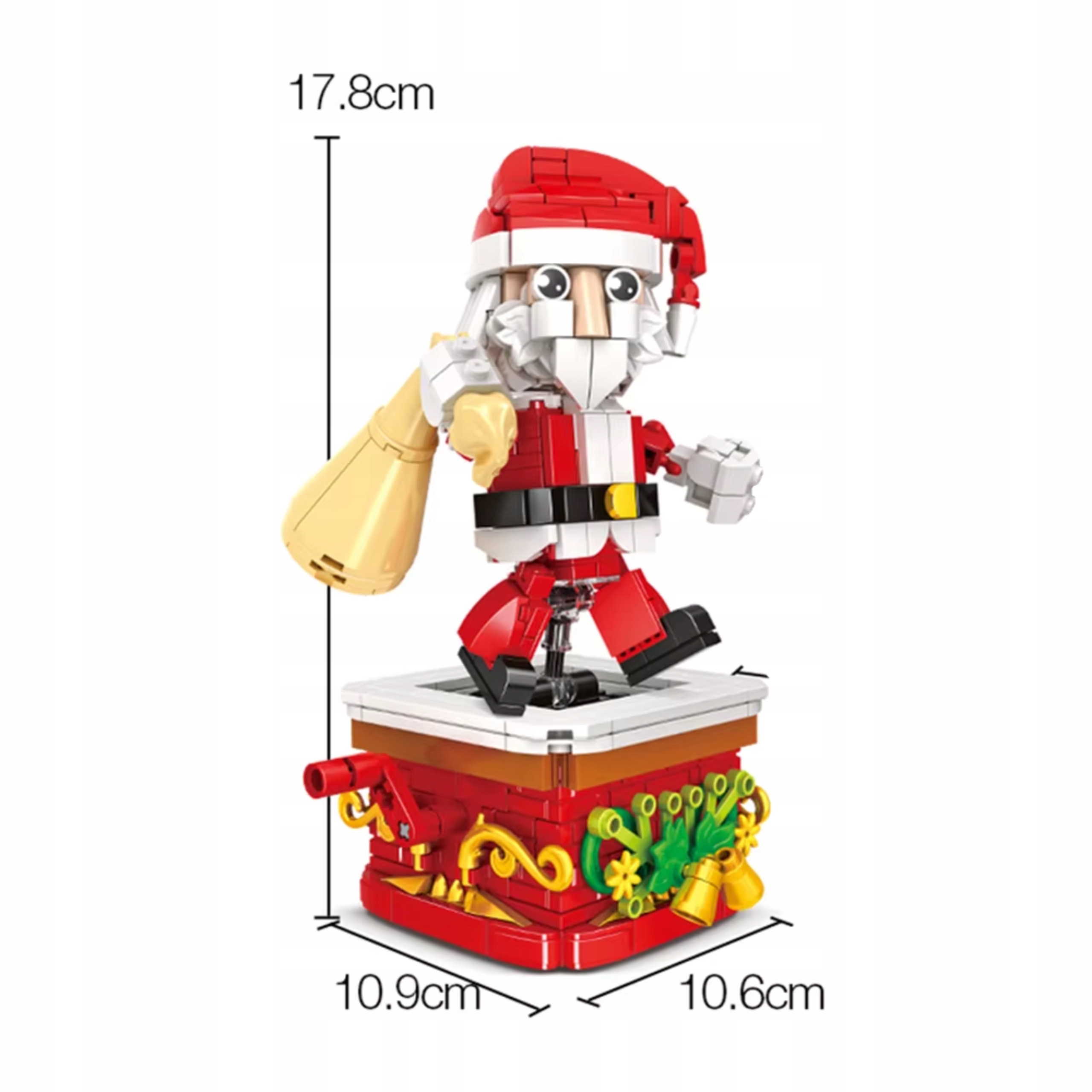 Klocki świąteczny Mikołaj z ruchomym mechanizmem dekoracja Boże narodzenie