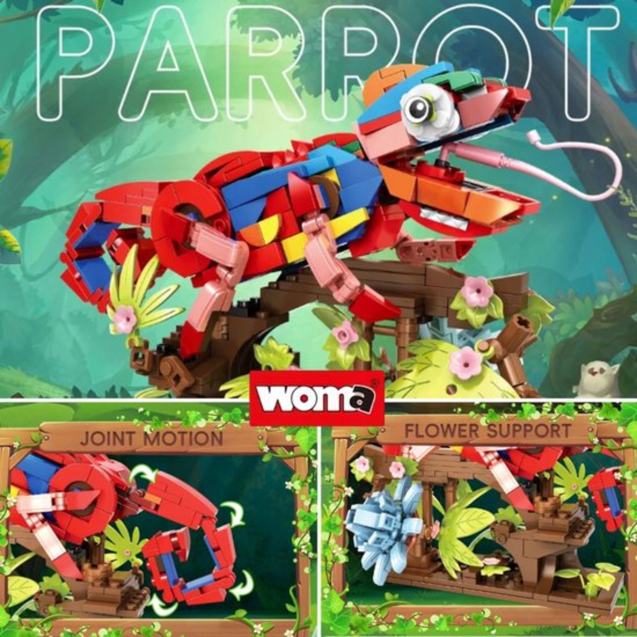 Klocki konstrukcyjne 3w1 Papuga Kameleon Krab Creator zestaw 538 elementów