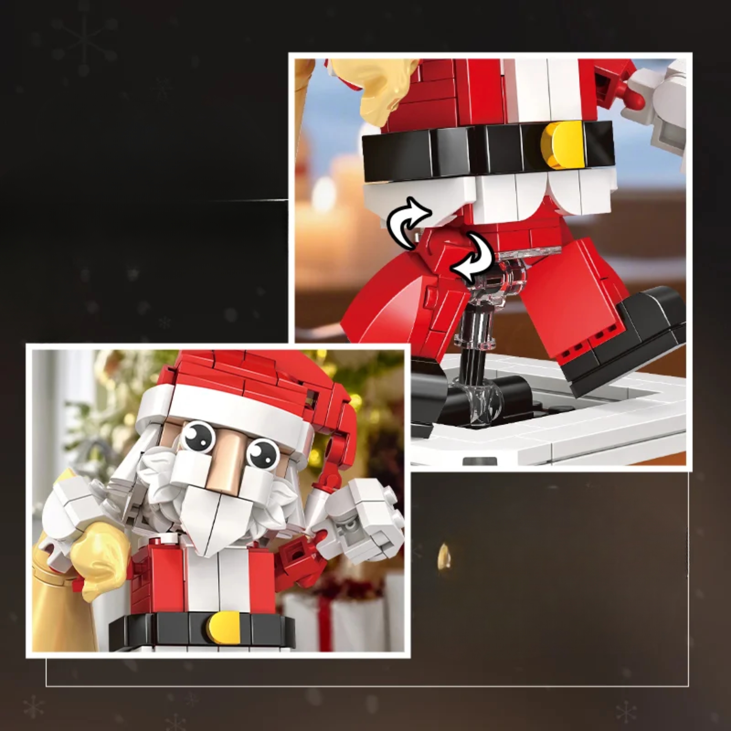 Klocki świąteczny Mikołaj z ruchomym mechanizmem dekoracja Boże narodzenie