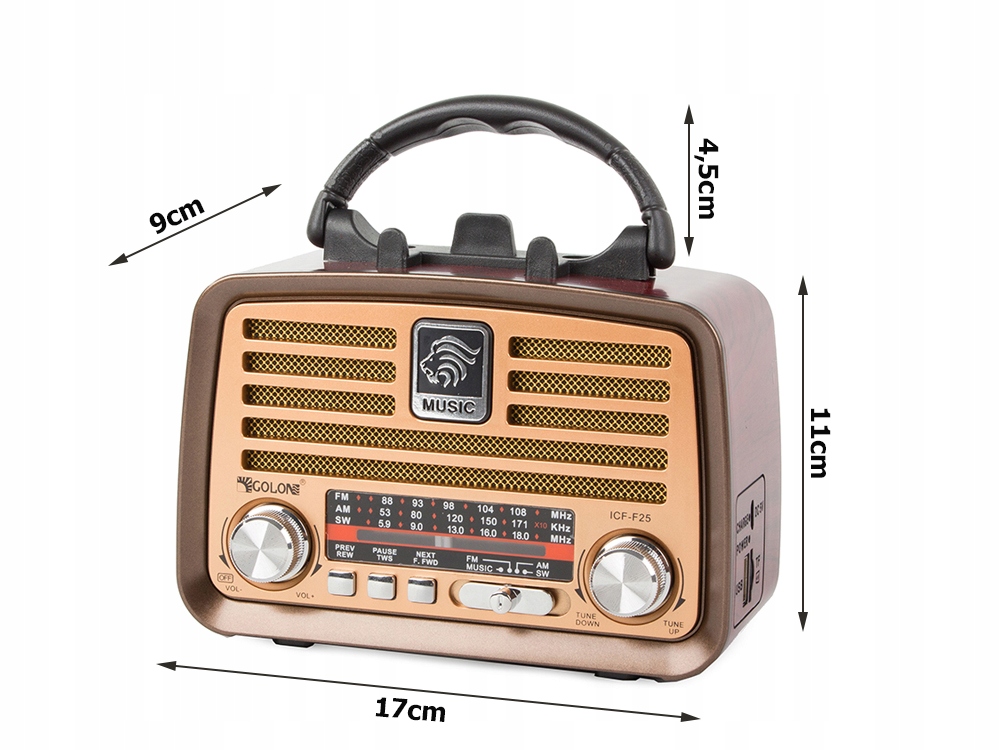 Stylowe radio kuchenne retro Bluetooth USB FM AM akumulator antena