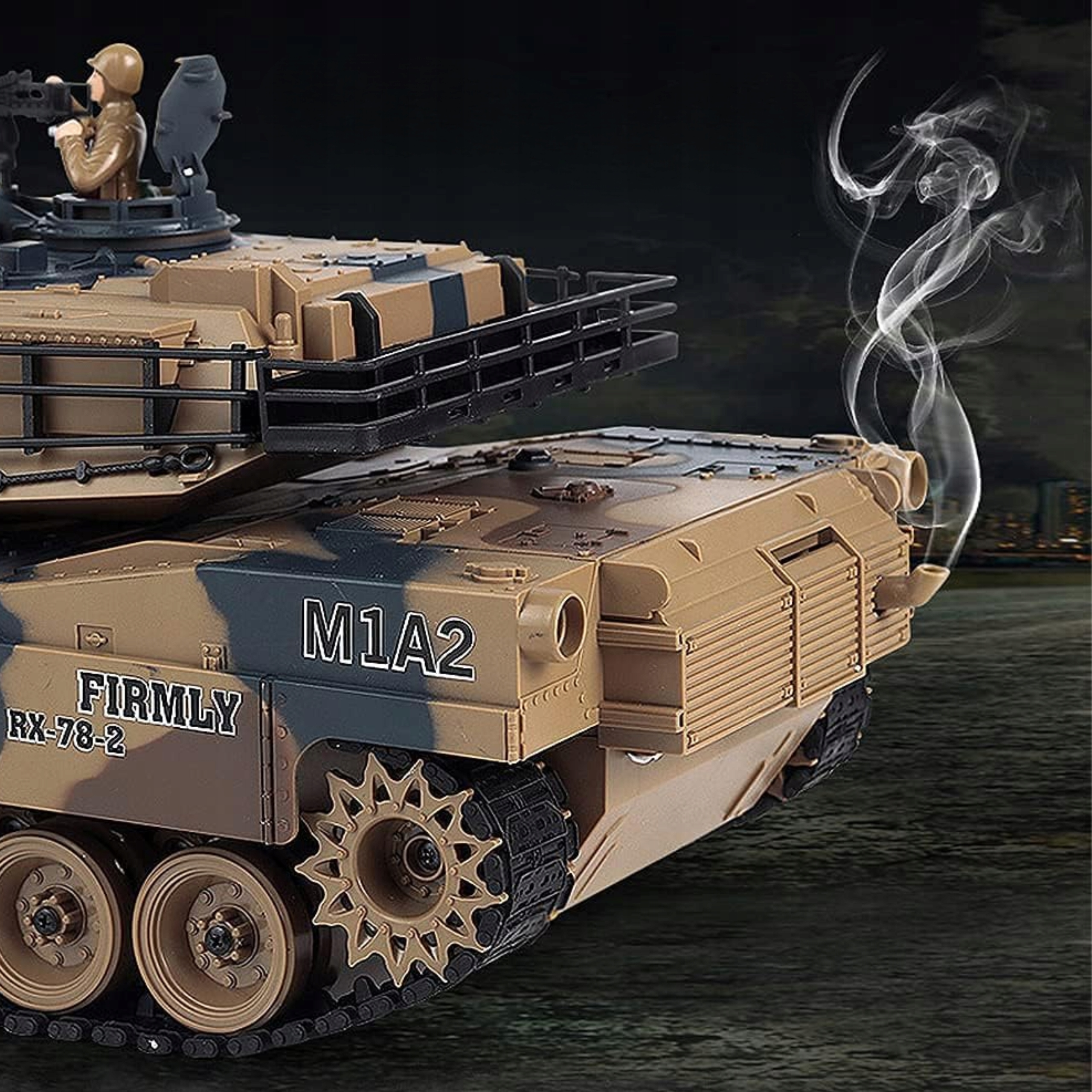 Zdalnie sterowany czołg M1A2 Abrams RC 2.4 GHz dymi strzela kulkami DUŻY