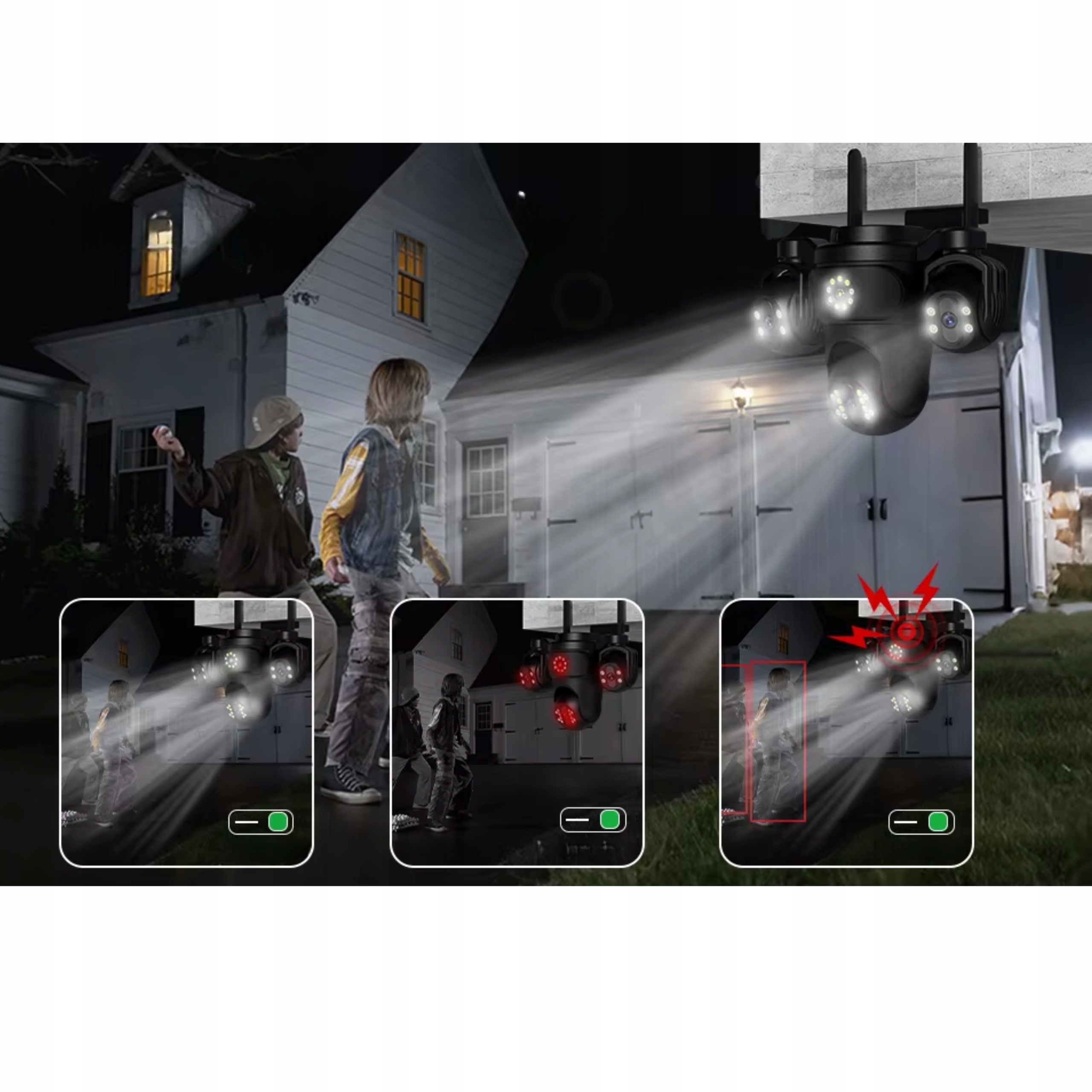 Kamera zewnętrzna WiFi 15MP 4 obiektywy 4 zoom Auto Track PTZ IP66 MIKROFON