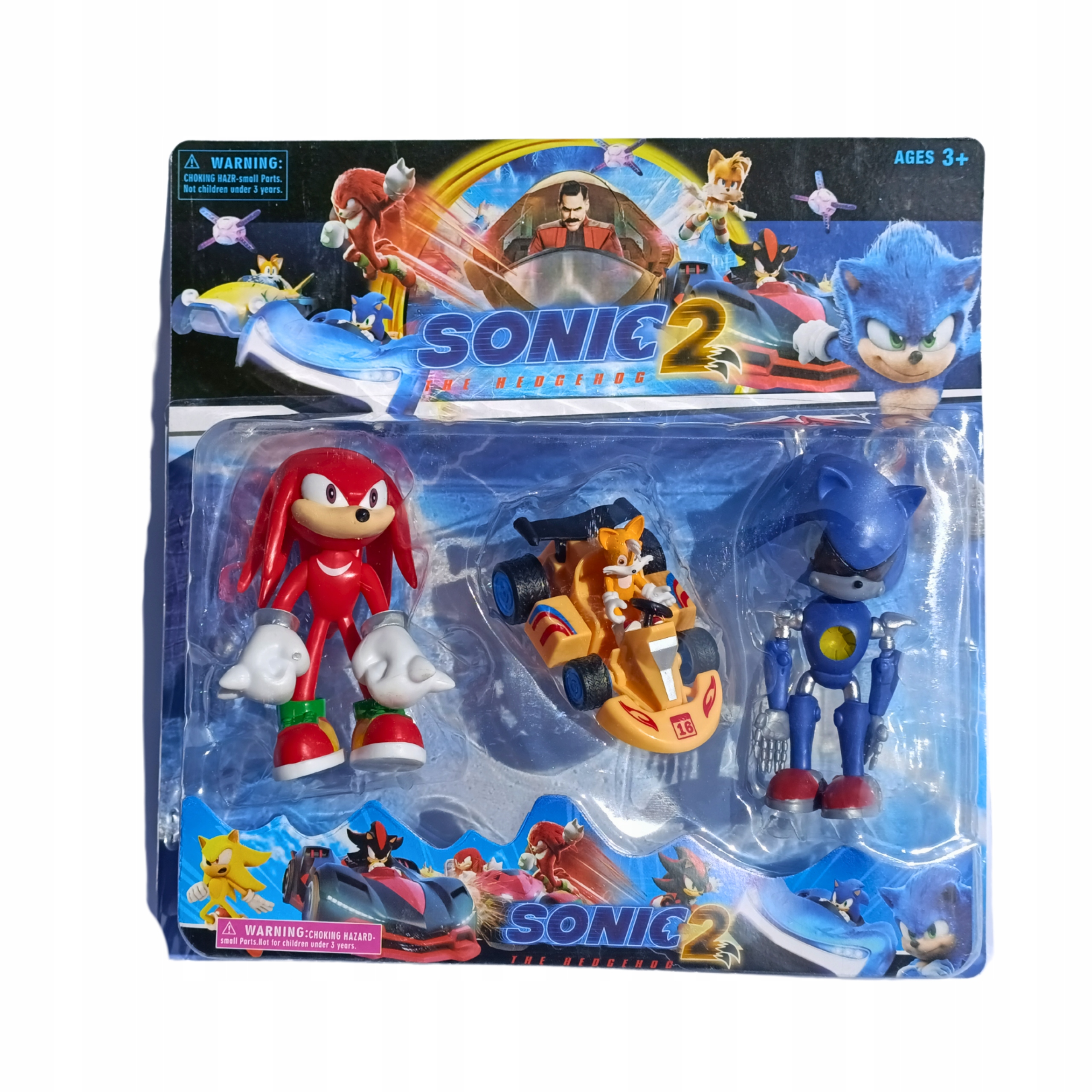 SONIC THE HEDGEHOG 3 SZTUKI FIGURKI AKCJI duże 12 CM z autkiem