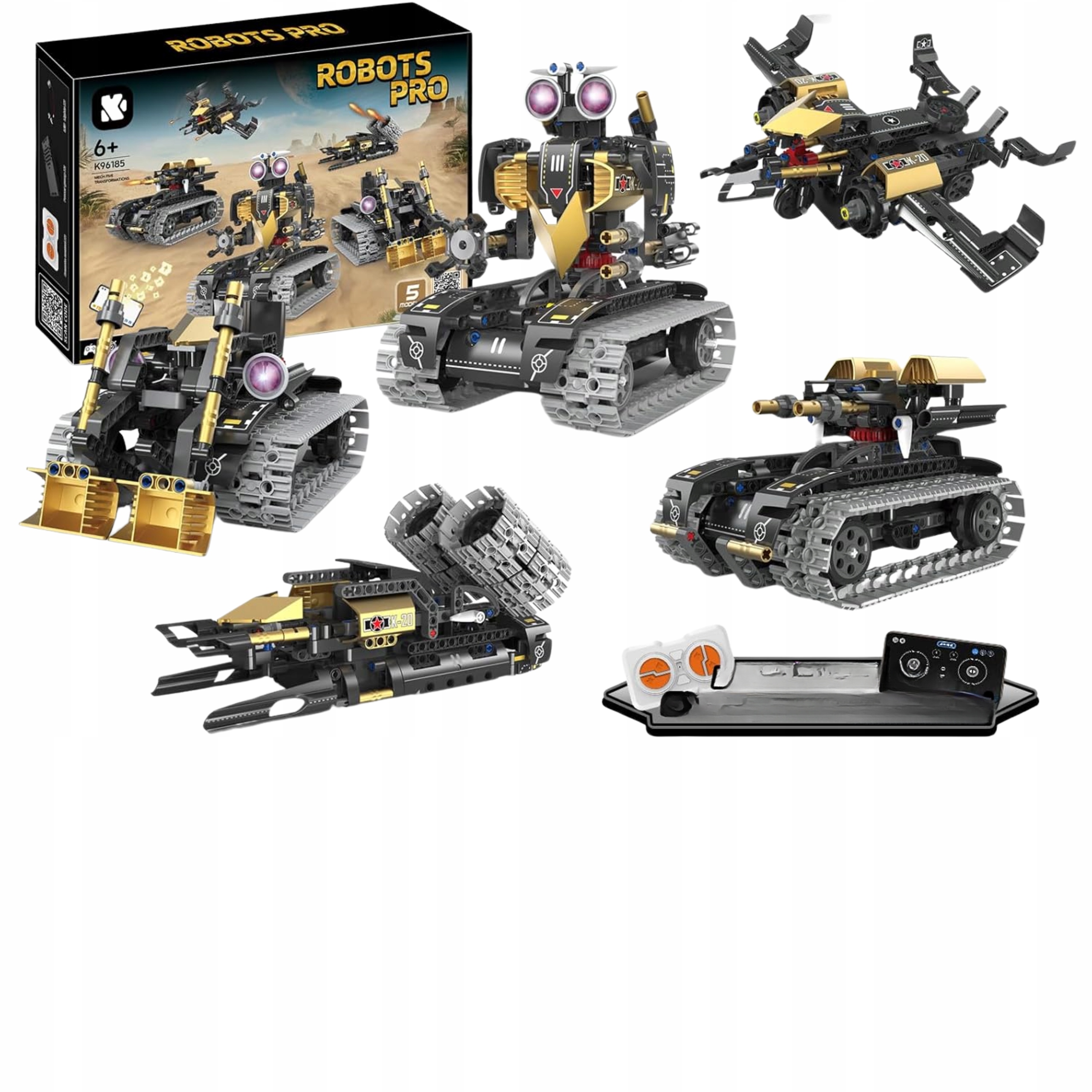 Robot z klocków 5w1 RC aplikacja STEAM wojskowy ROBOT zestaw dzieci 323el