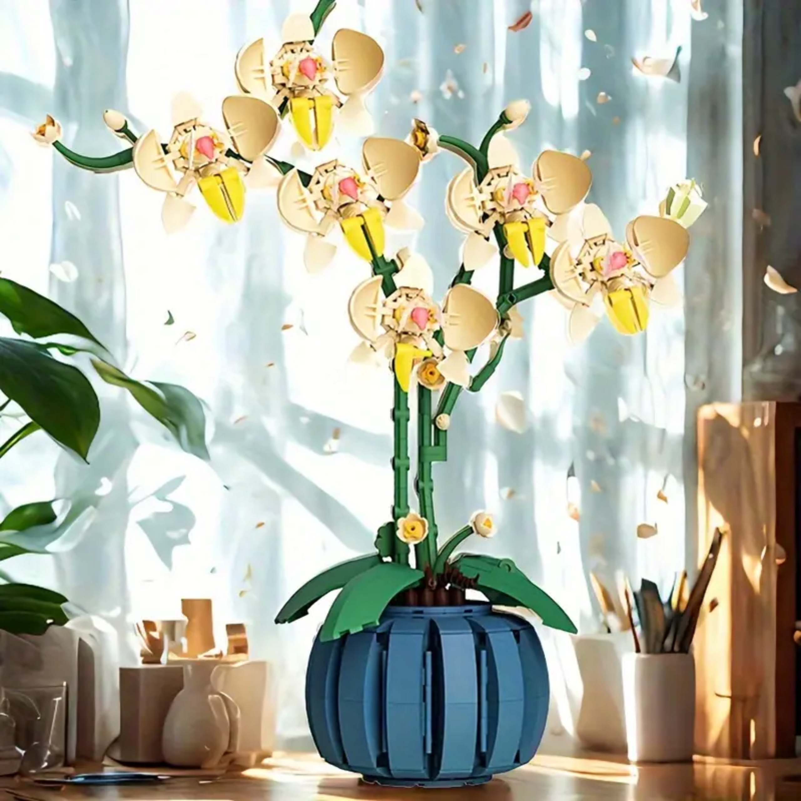 Zestaw klocków orchidea dla dorosłych 3D kwiaty dekoracja prezent rośliny