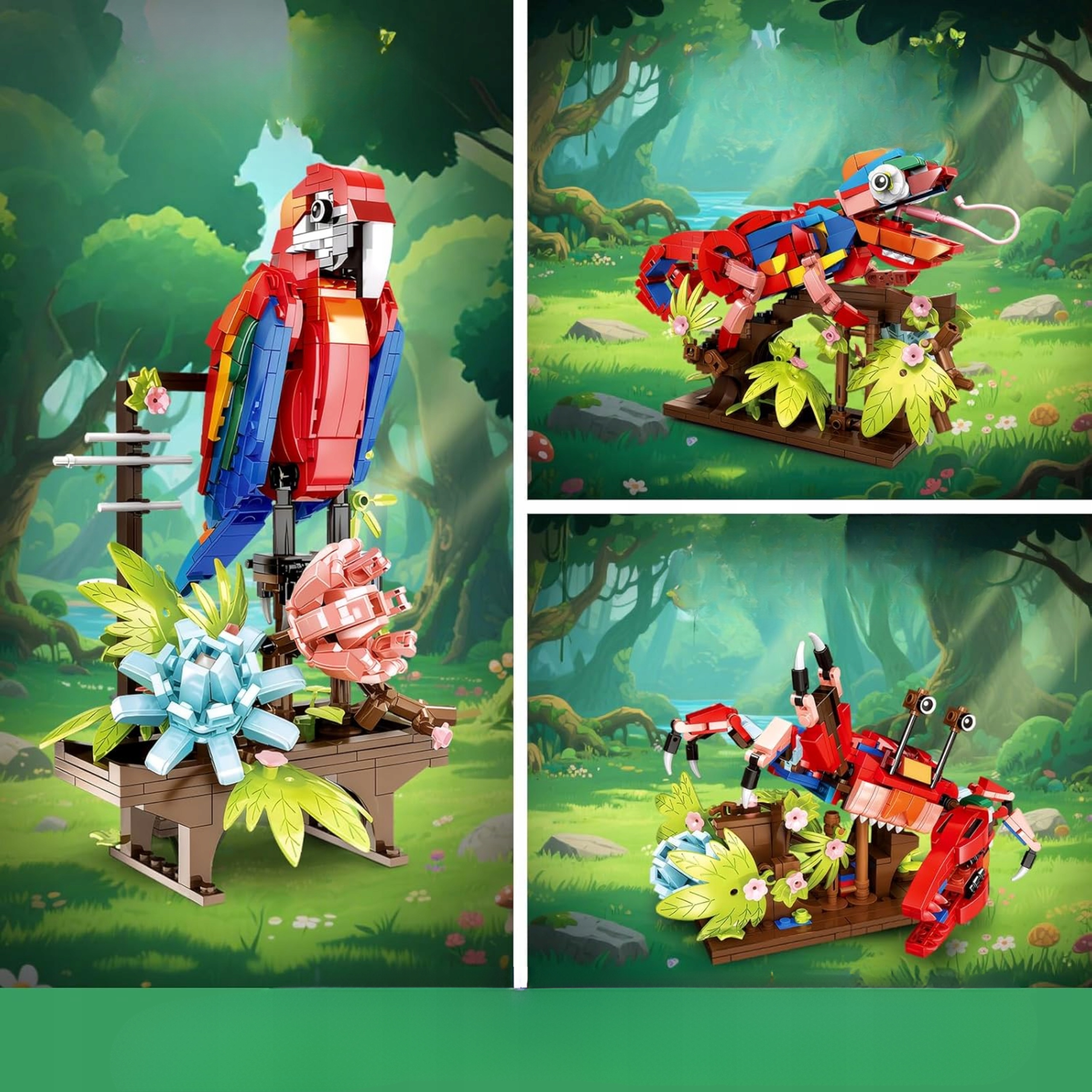 Klocki konstrukcyjne 3w1 Papuga Kameleon Krab Creator zestaw 538 elementów