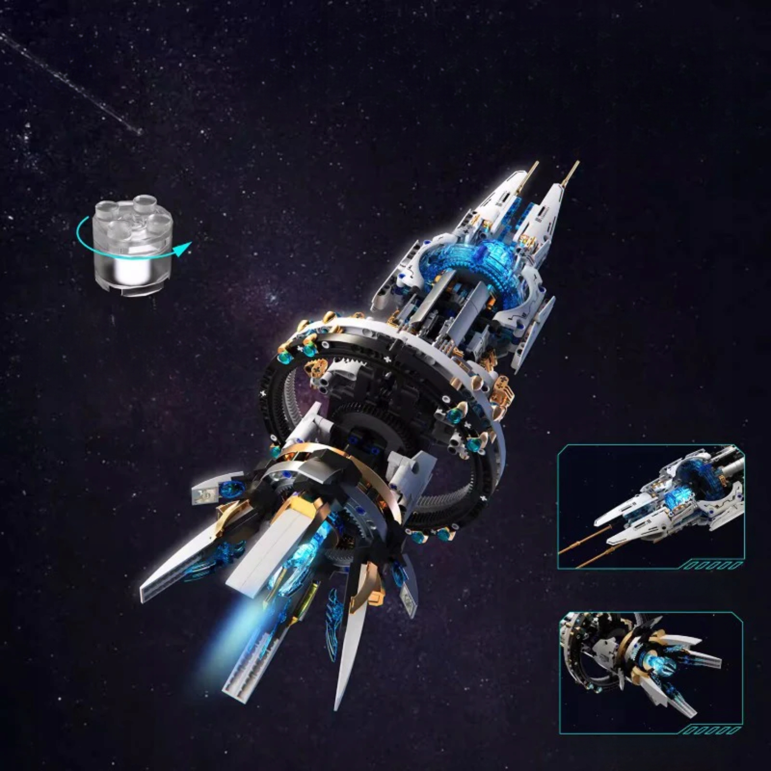Klocki statek kosmiczny międzygwiezdny LED 1144el sci-fi ruchome części