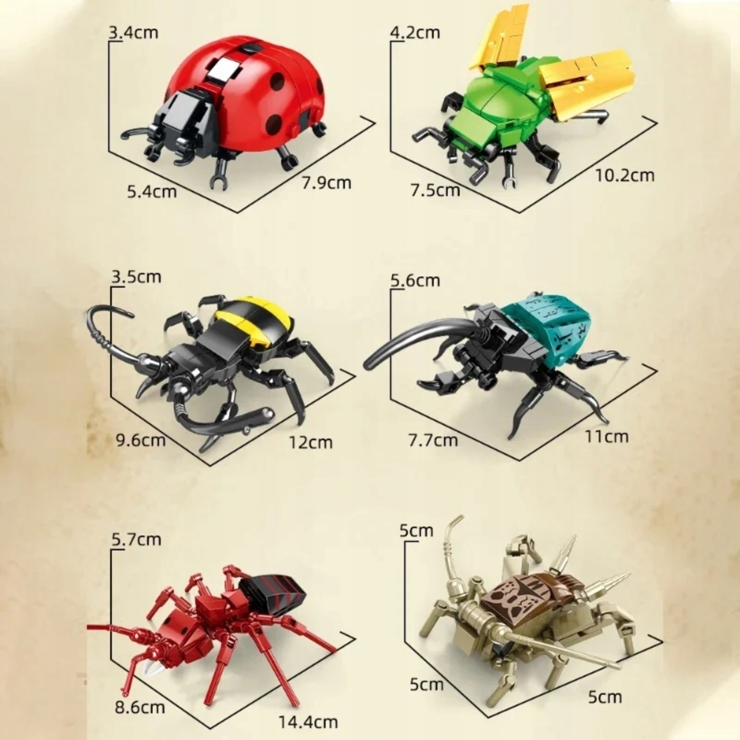 Klocki świat owadów zestaw edukacyjny 8 modeli dla dzieci miłośników natury