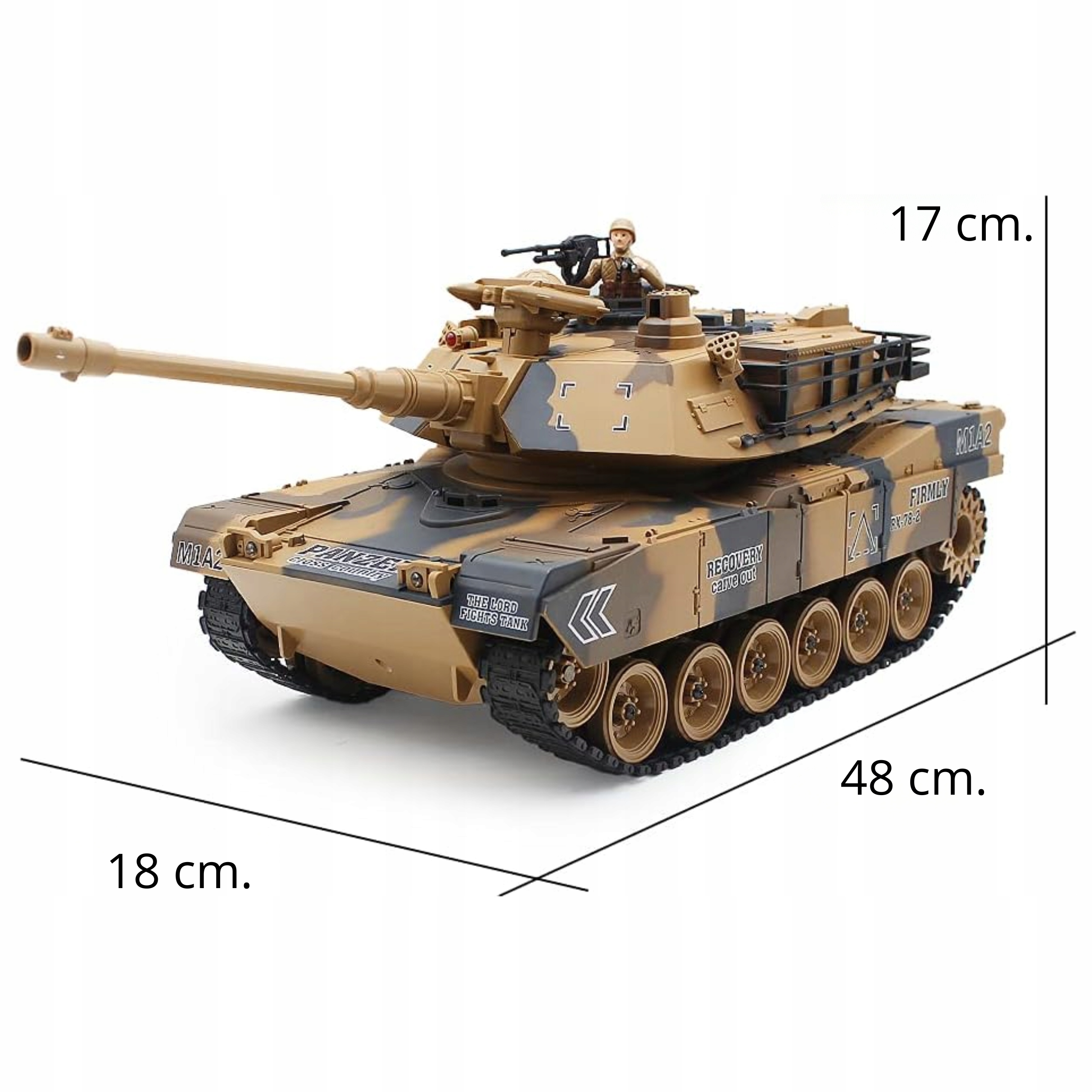 Zdalnie sterowany czołg M1A2 Abrams RC 2.4 GHz dymi strzela kulkami DUŻY