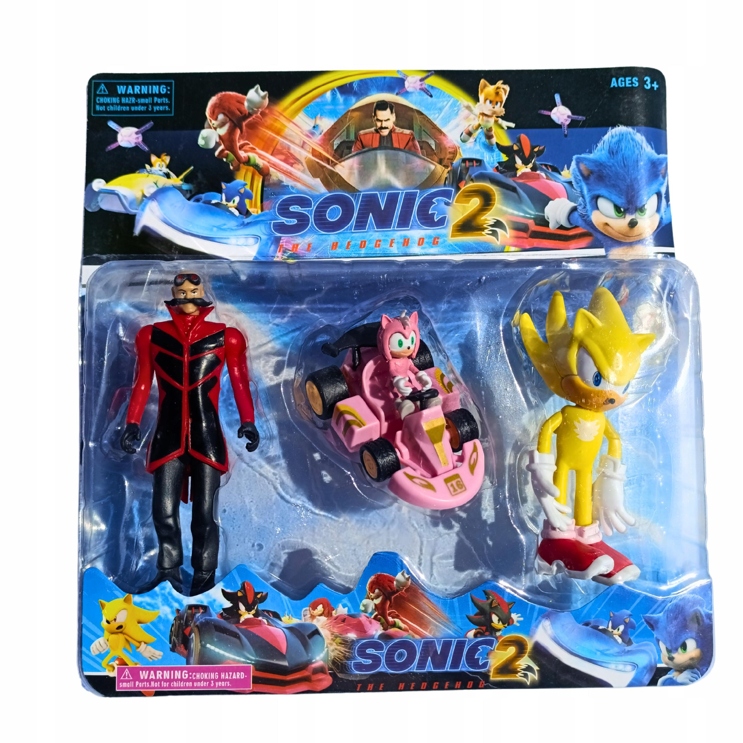 SONIC THE HEDGEHOG 3 SZTUKI FIGURKI AKCJI duże 12 CM z autkiem