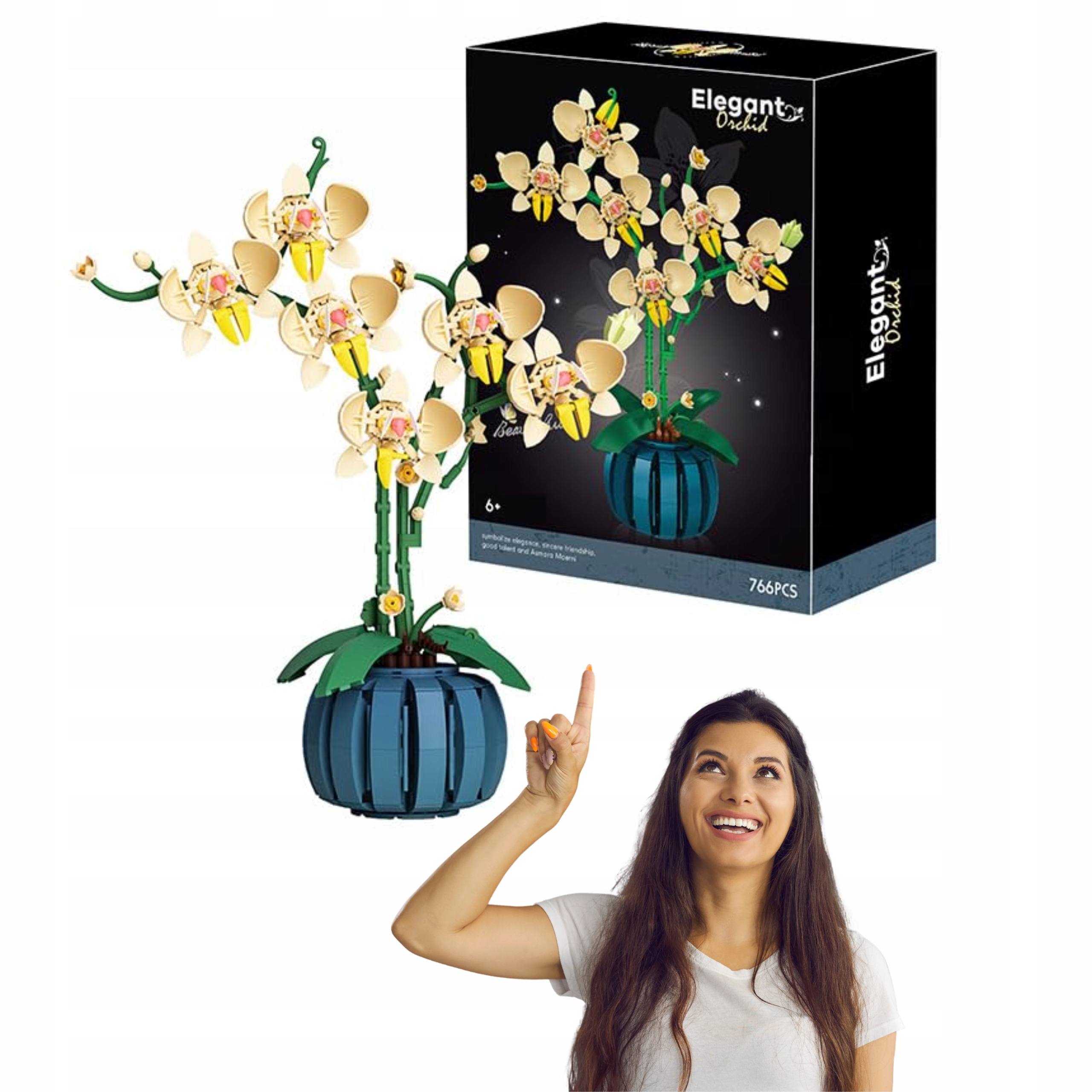 Zestaw klocków orchidea dla dorosłych 3D kwiaty dekoracja prezent rośliny