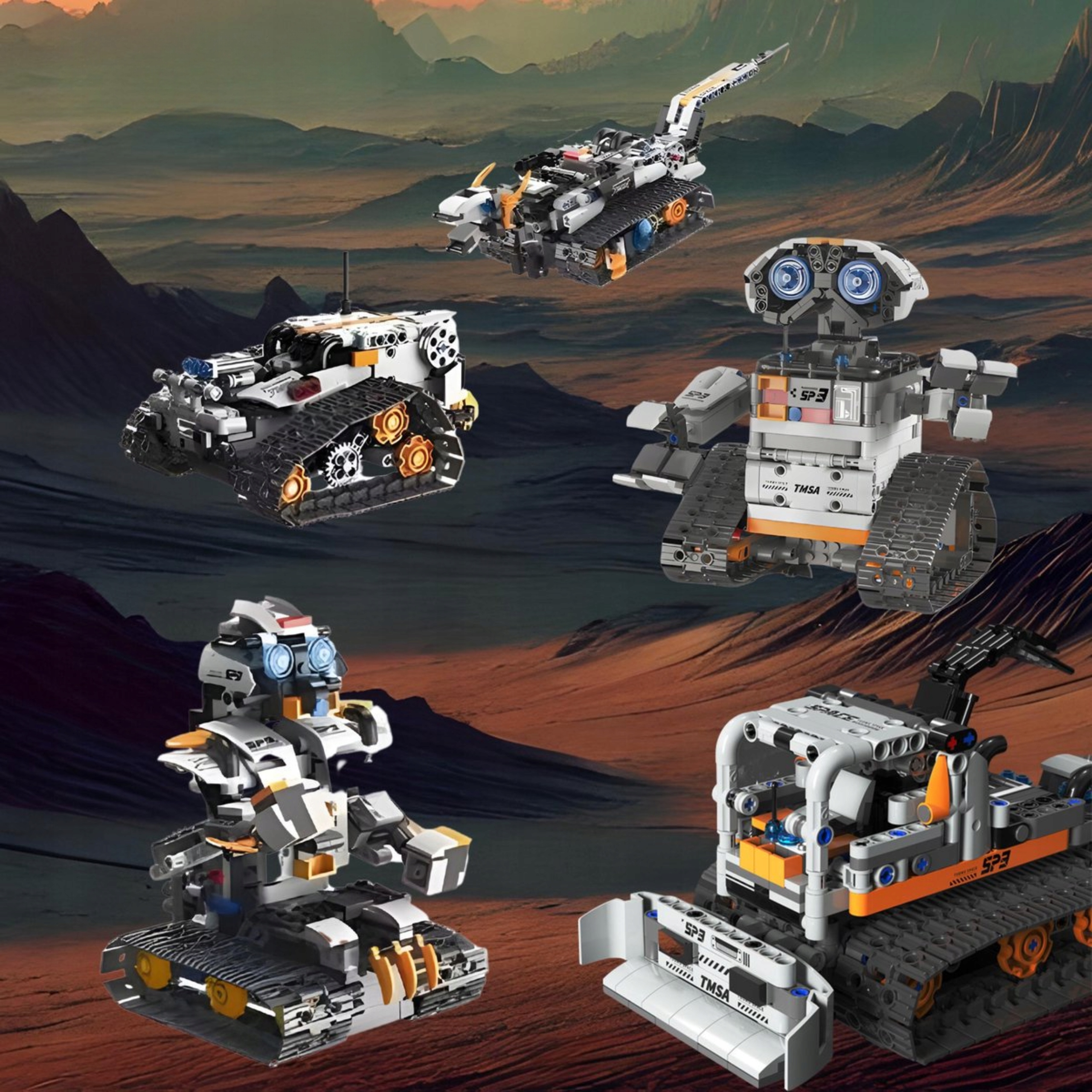 Klocki konstrukcyjne 5w1 Zdalnie sterowane Zestaw RC Robotów i Maszyn pilot