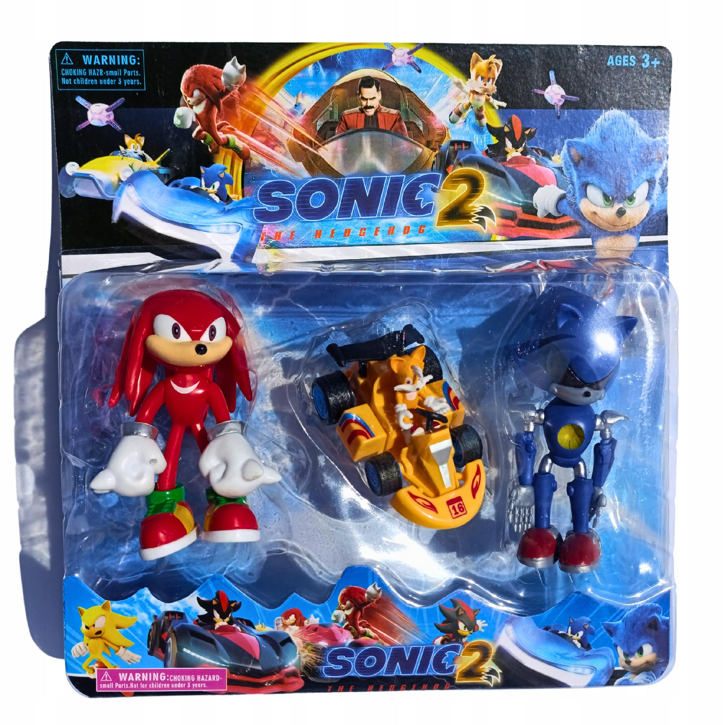 SONIC THE HEDGEHOG 3 SZTUKI FIGURKI AKCJI duże 12 CM z autkiem