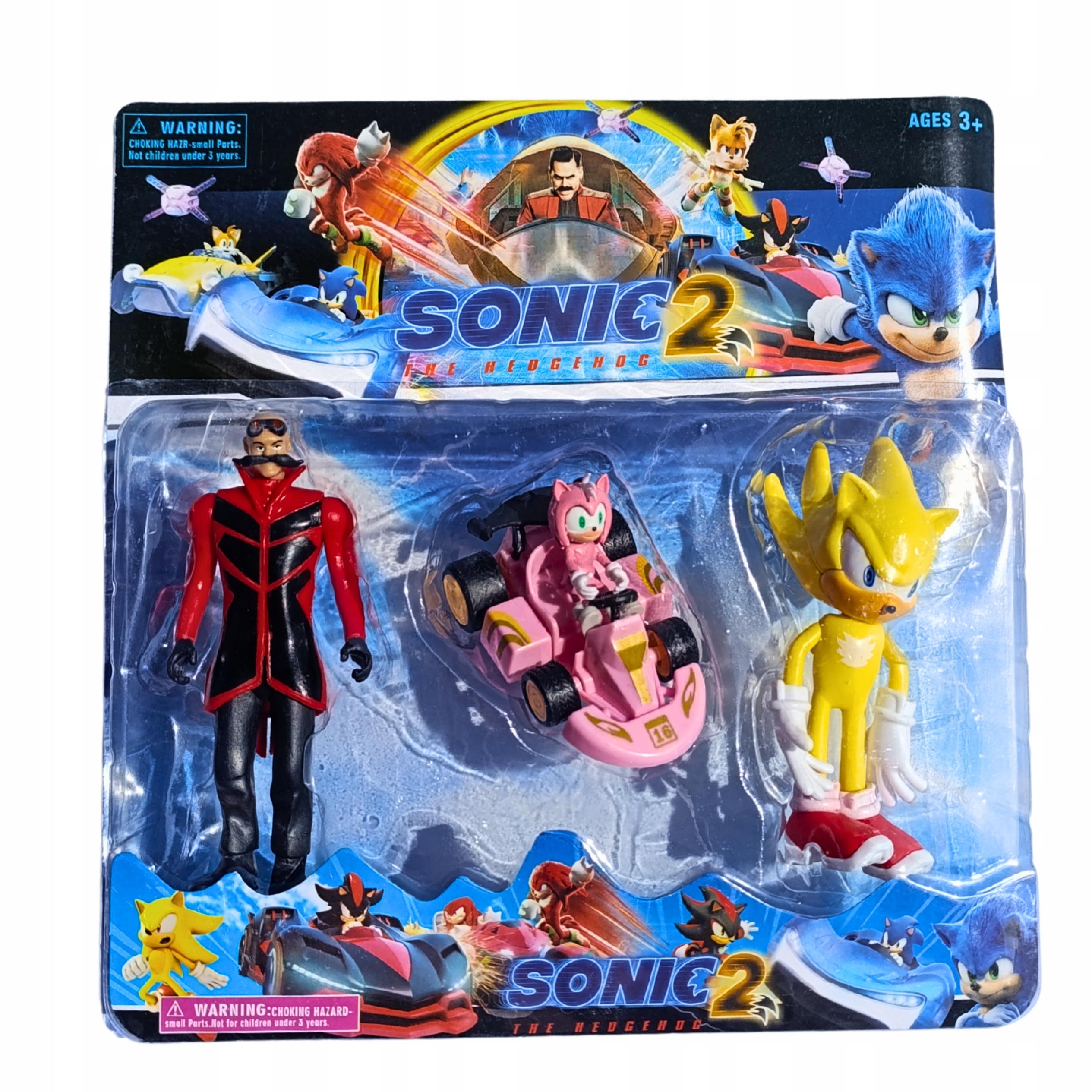 SONIC THE HEDGEHOG 3 SZTUKI FIGURKI AKCJI duże 12 CM z autkiem