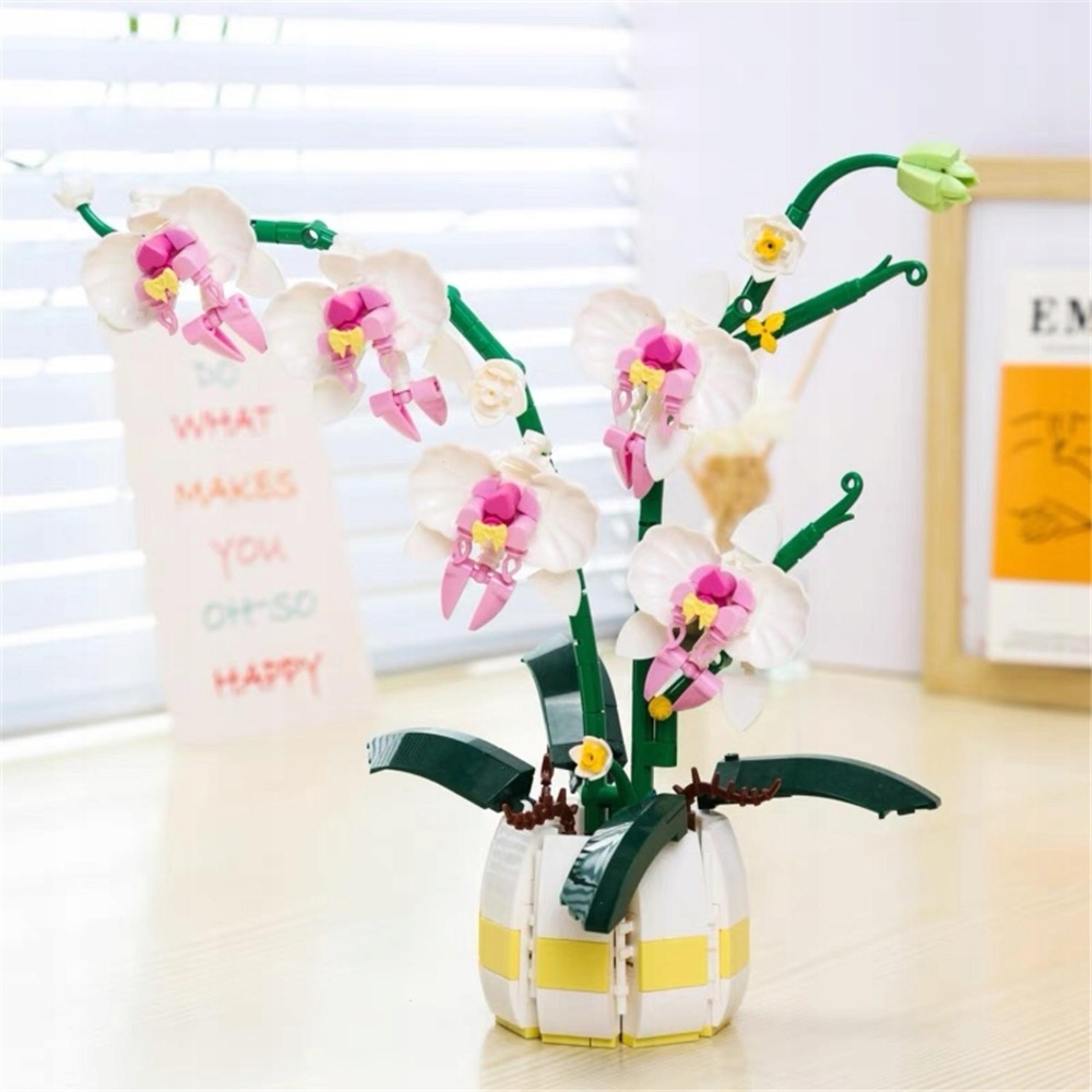 Kwiaty klocki orchidea kwiatek 25 cm dekoracja do układania prezent orchid