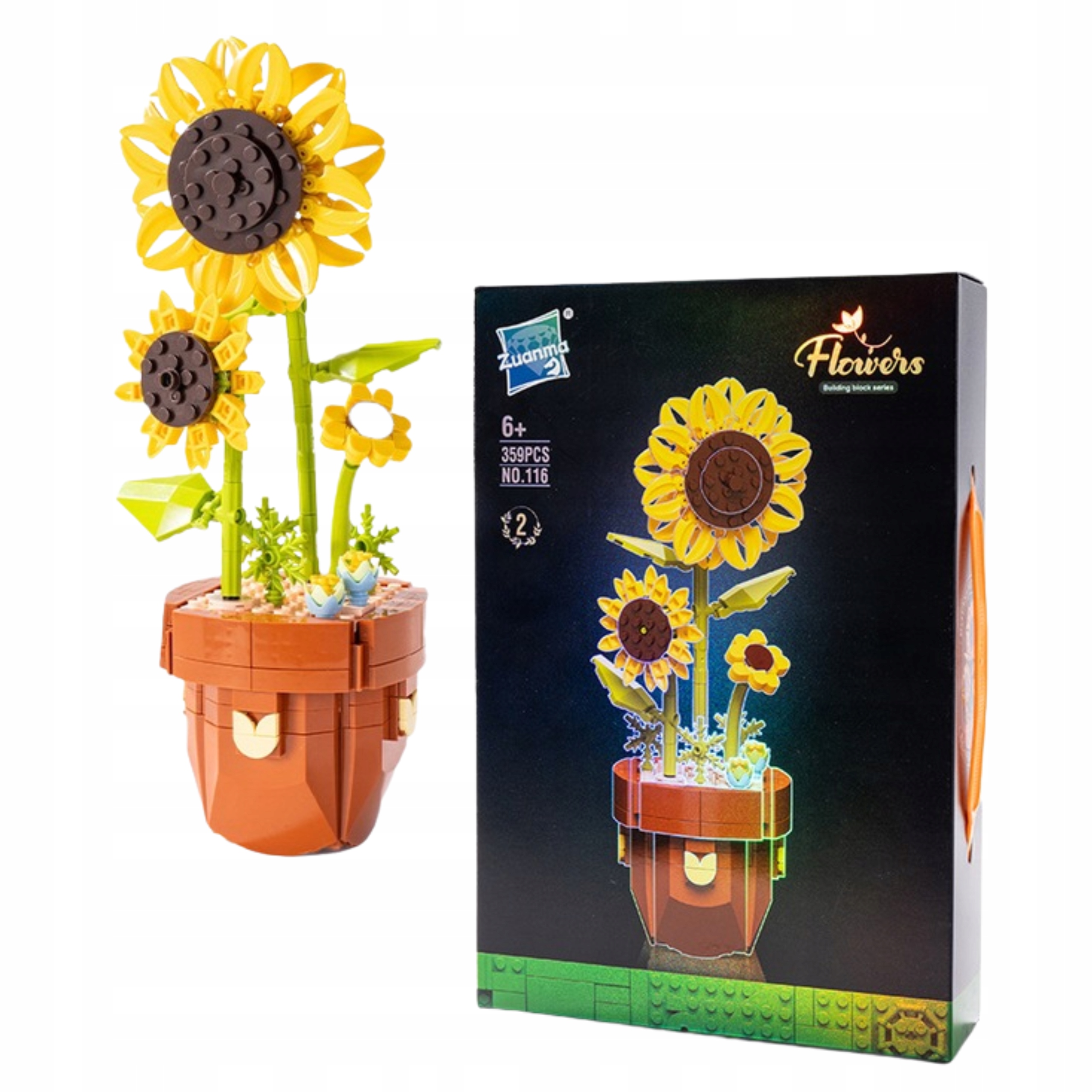 Słonecznik z klocków Układanka 3D Klocki konstrukcyjne kwiat dla dzieci,
