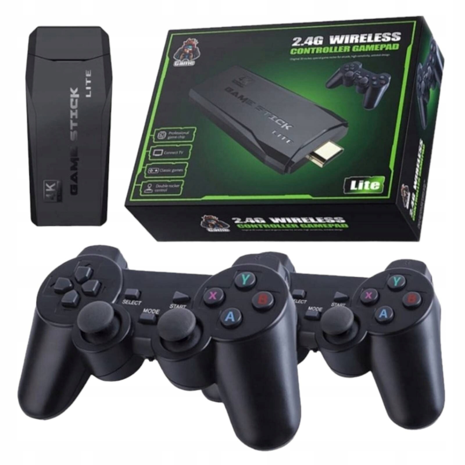 KONSOLA RETRO 64GB GRA TELEWIZYJNA HDMI 20000 GIER 2 PADY BEZPRZEWODOWE