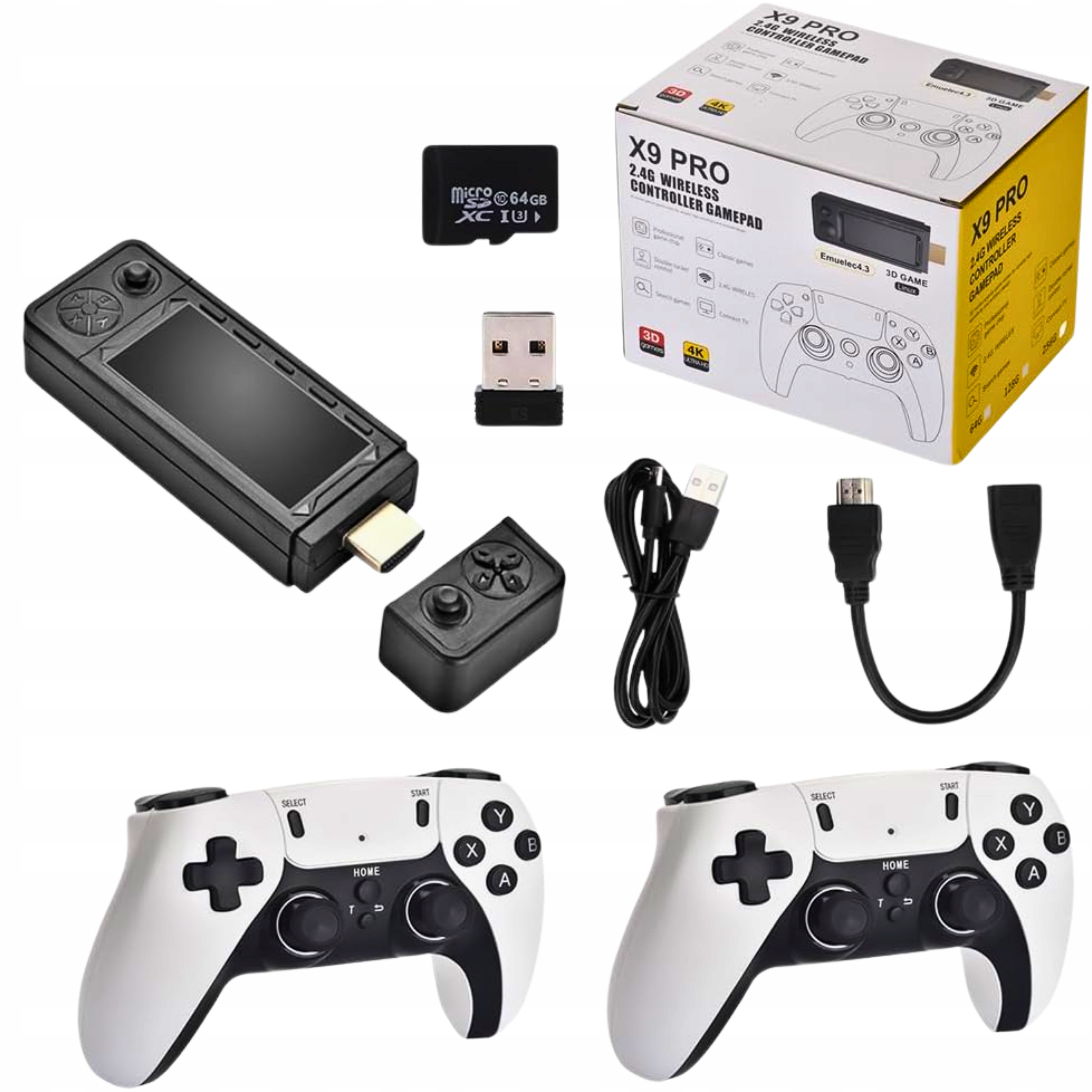 Konsola retro X9 PRO przenośna 64GB z grami i dwoma padami wentylowana