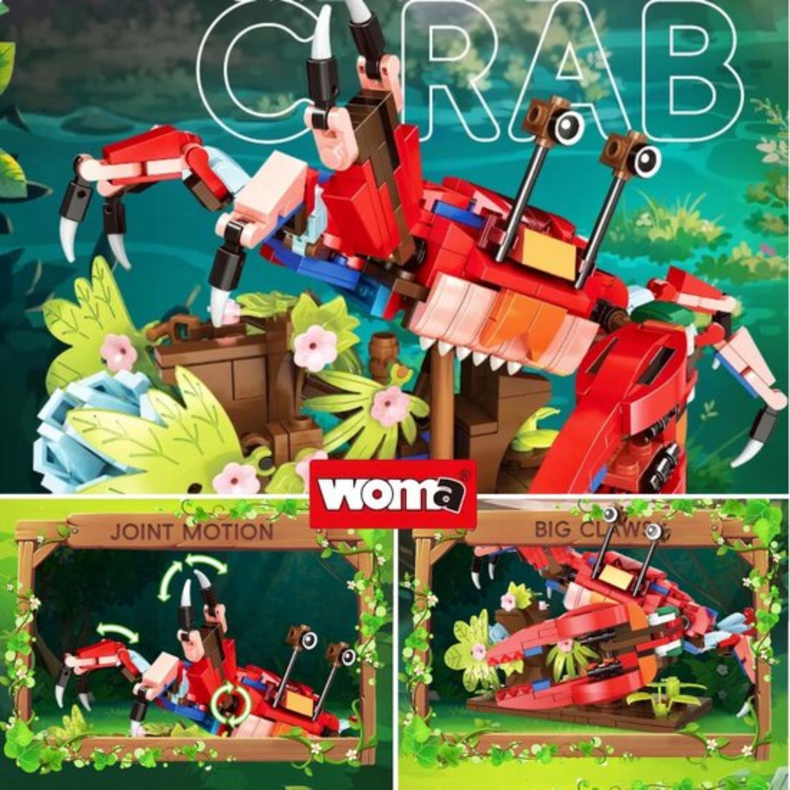 Klocki konstrukcyjne 3w1 Papuga Kameleon Krab Creator zestaw 538 elementów