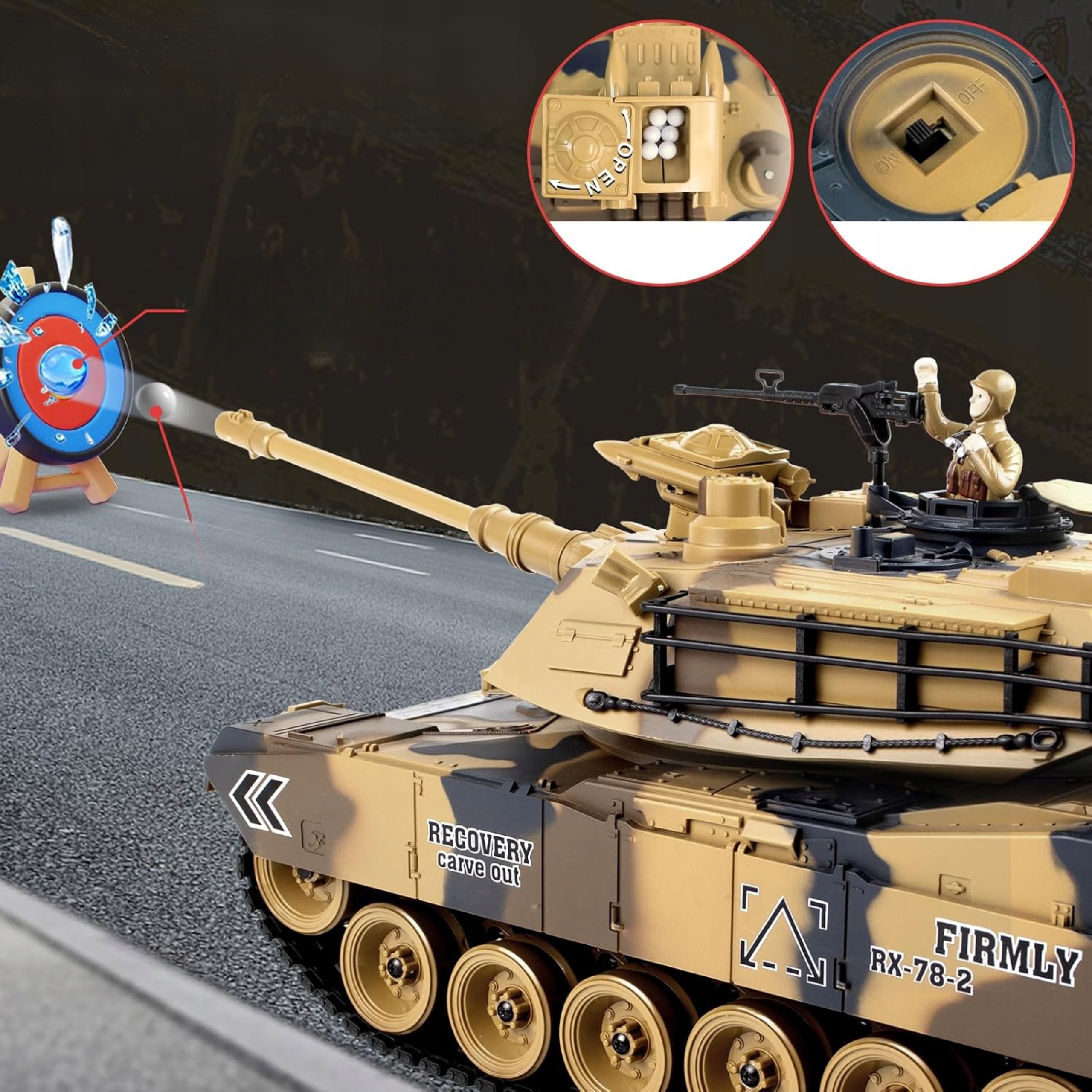 Zdalnie sterowany czołg M1A2 Abrams RC 2.4 GHz dymi strzela kulkami DUŻY