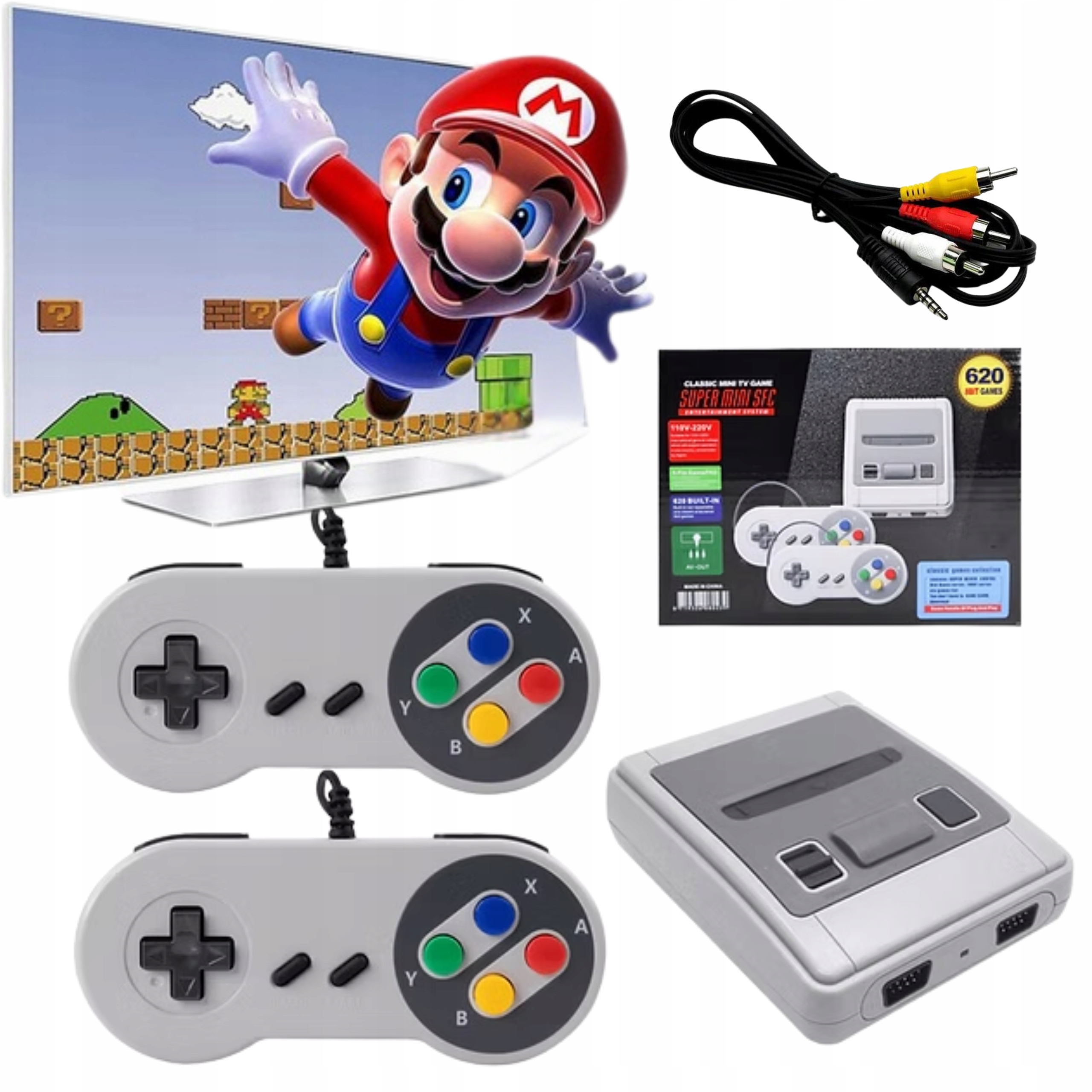 Retro konsola do gier z 620 grami mini pegasus 8 bit 2 pady TV AV