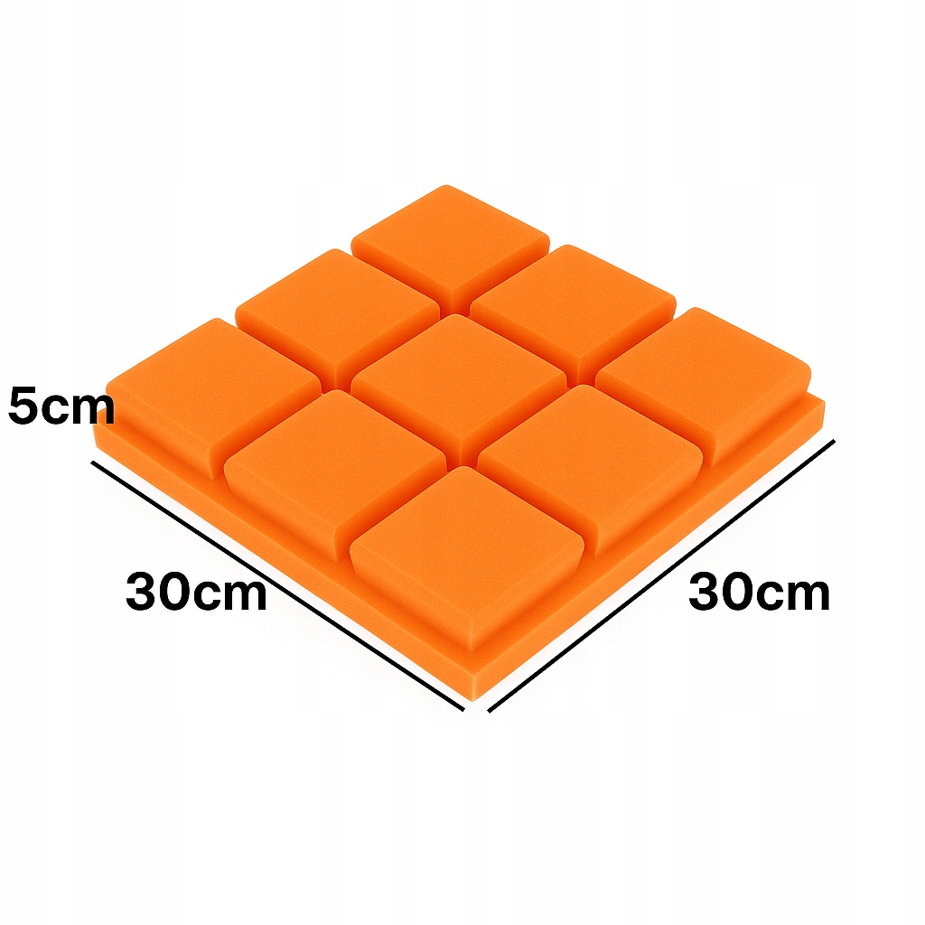 Panele akustyczne BUFFO 30×30 cm| grafit pomarańcz| ZESTAW | – 4 szt