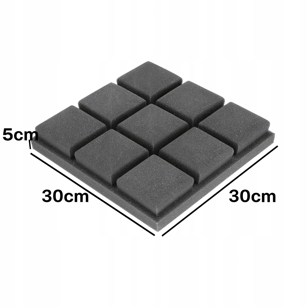 Panele akustyczne BUFFO 30×30 cm| grafit fiolet| ZESTAW | – 4 szt