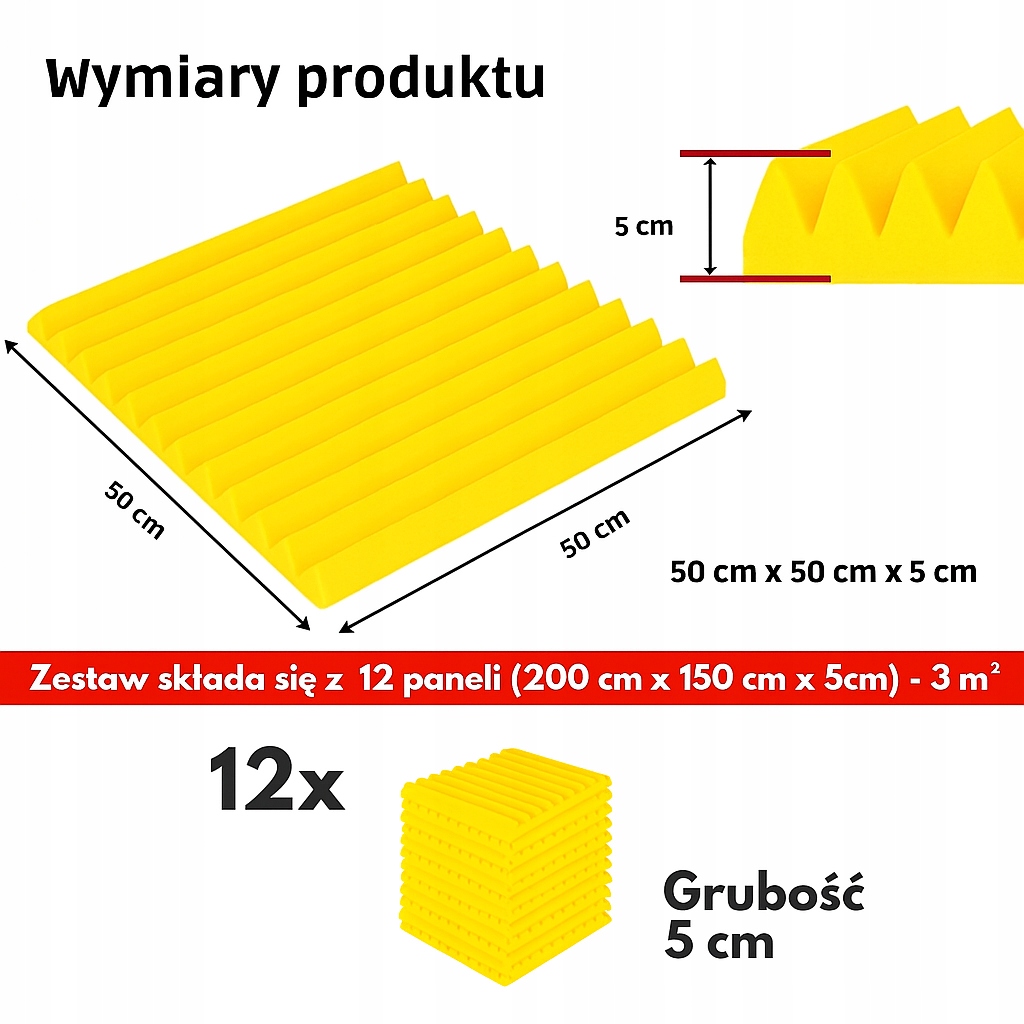 PIANKA MATA GĄBKA WYGŁUSZAJĄCA AKUSTYCZNA 3 m2 Studio nagrań, biuro | Żółty