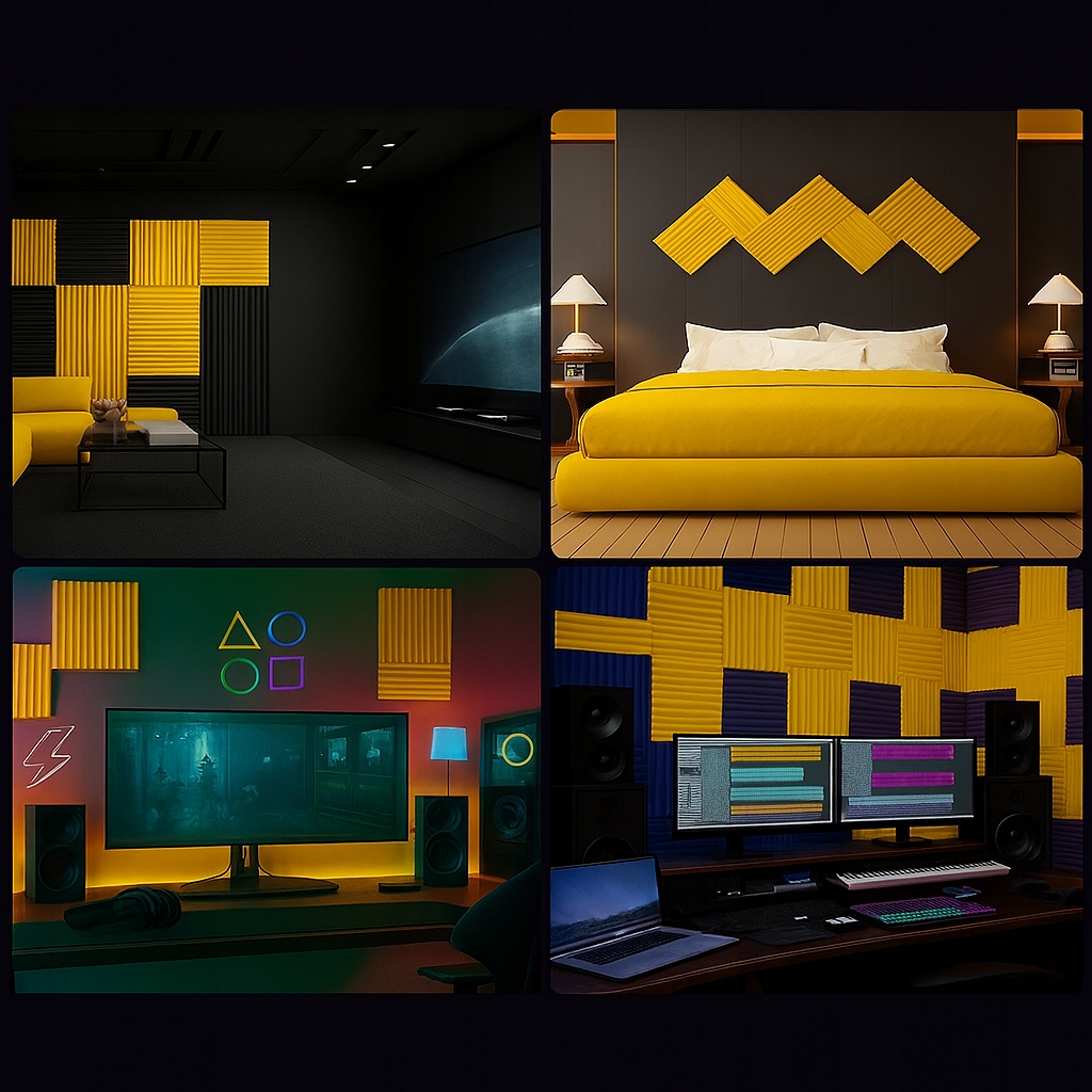 PIANKA MATA GĄBKA WYGŁUSZAJĄCA AKUSTYCZNA 3 m2 Studio nagrań, biuro | Żółty