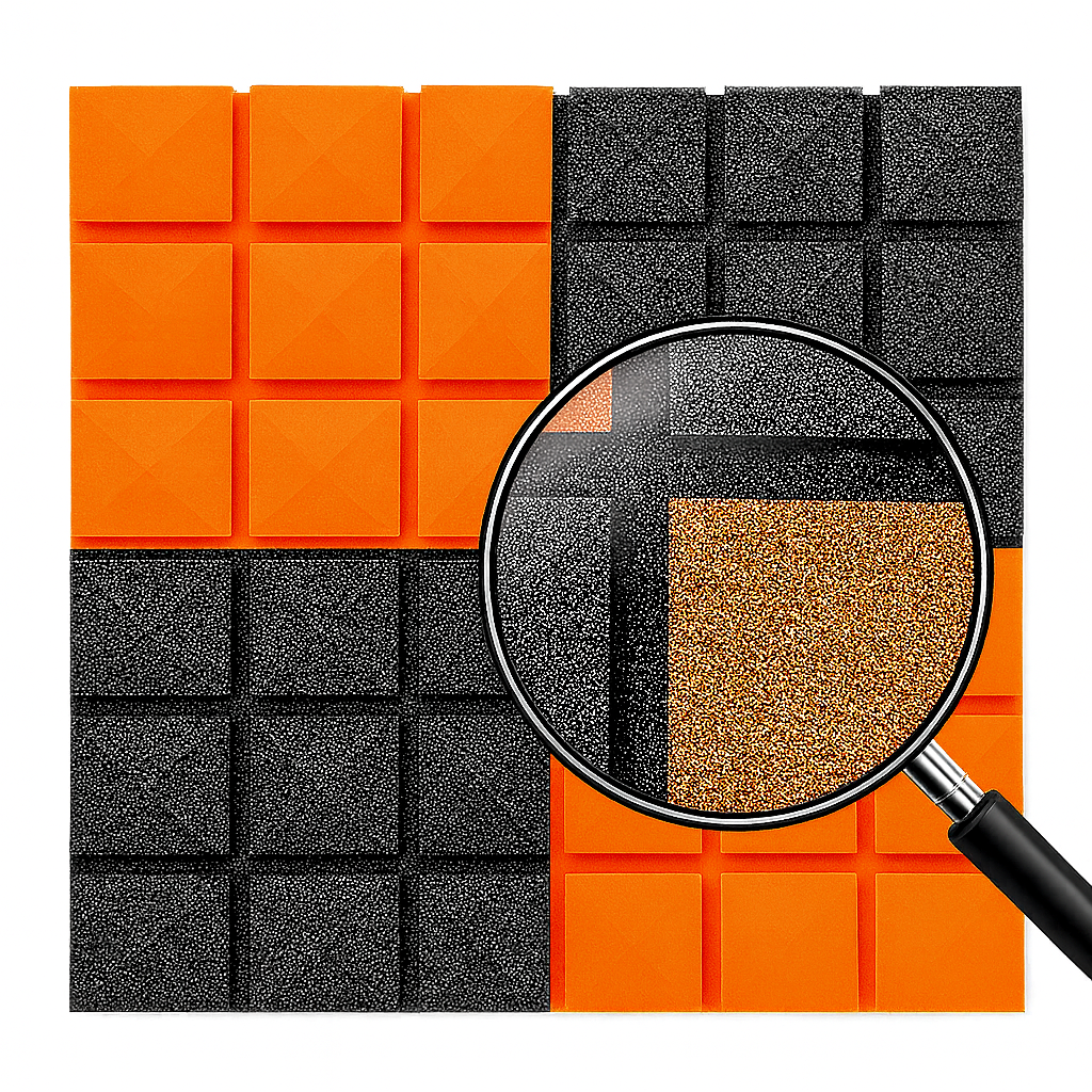 Panele akustyczne BUFFO 30×30 cm| grafit pomarańcz| ZESTAW | – 4 szt