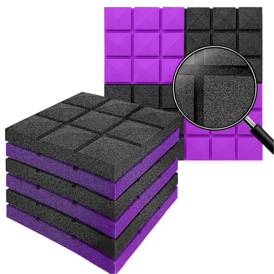 Panele akustyczne BUFFO 30×30 cm| grafit fiolet| ZESTAW | – 4 szt