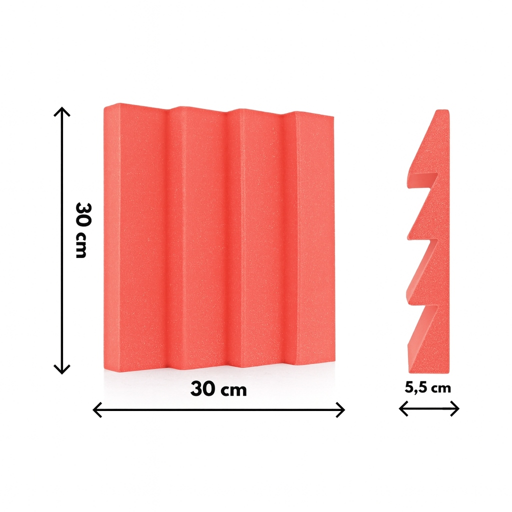 PANEL AKUSTYCZNY WYGŁUSZAJĄCY WAVE 30x30x5,5 CM - czerwony