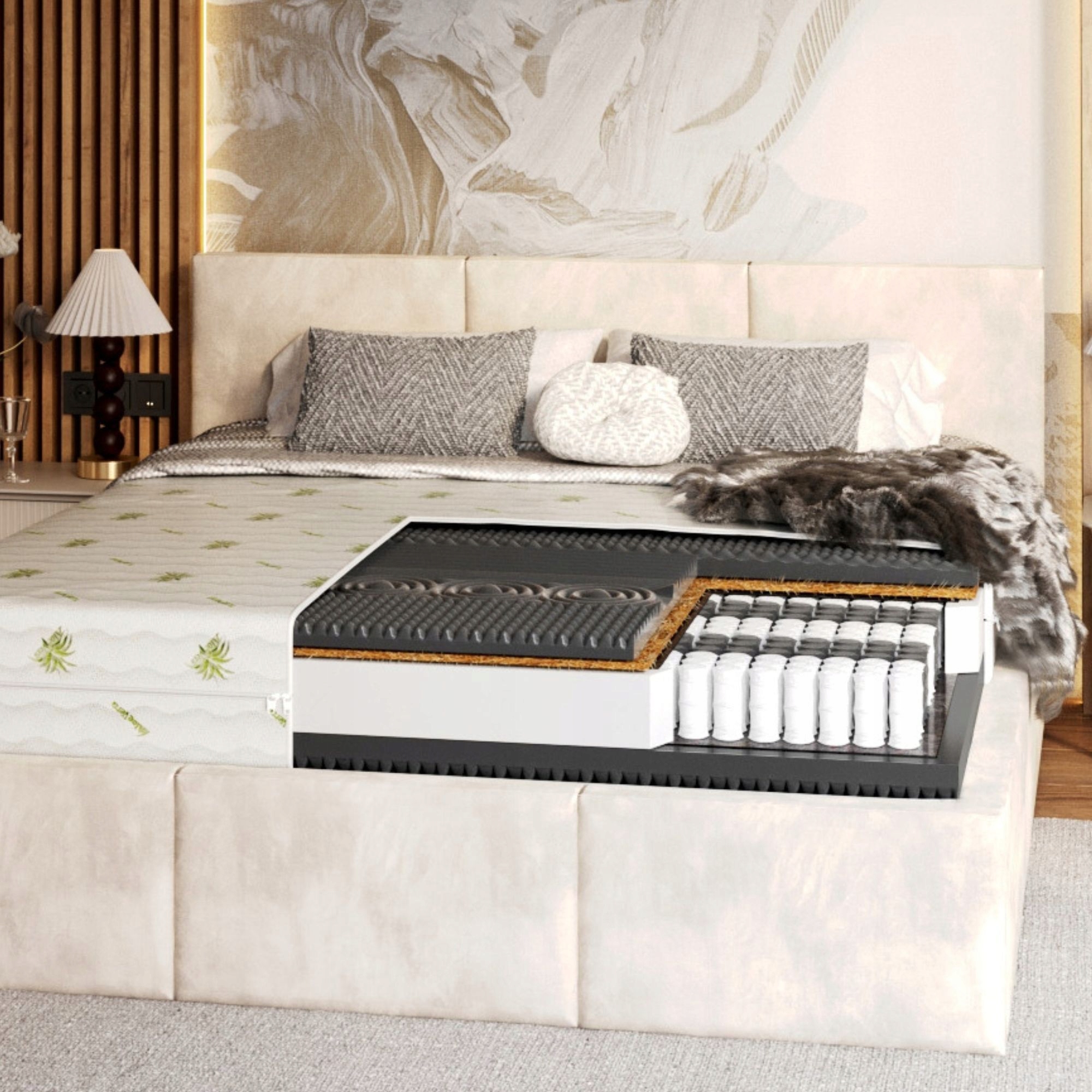 Materac Z ALOESEM sprężynowy kieszeniowy 120 x 200 24cm H3, H4 PROFILOWANY