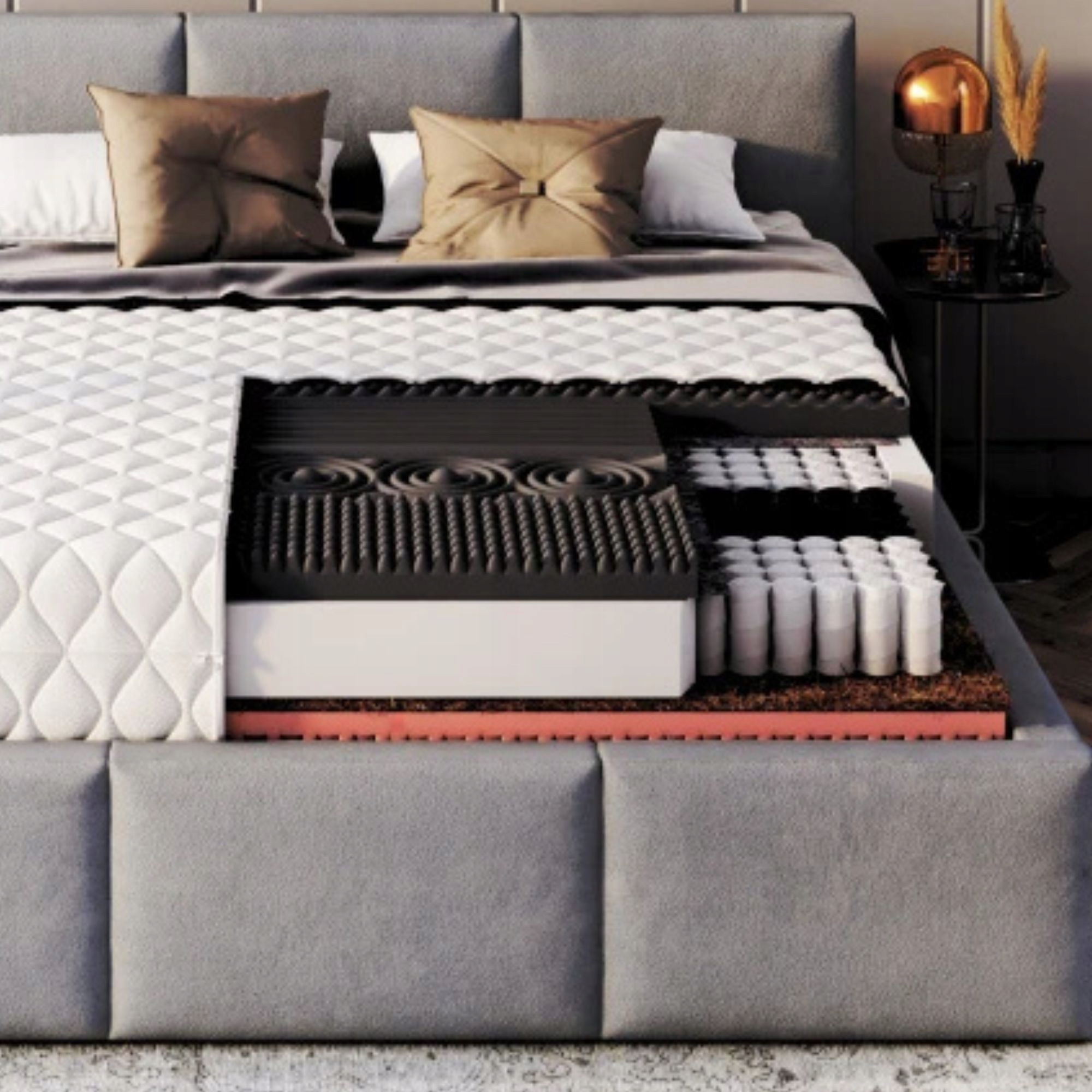 Materac kieszeniowy PROFILOWANY 140 x 200 22CM PIANKA HR VISCO KOKOS H3 H4