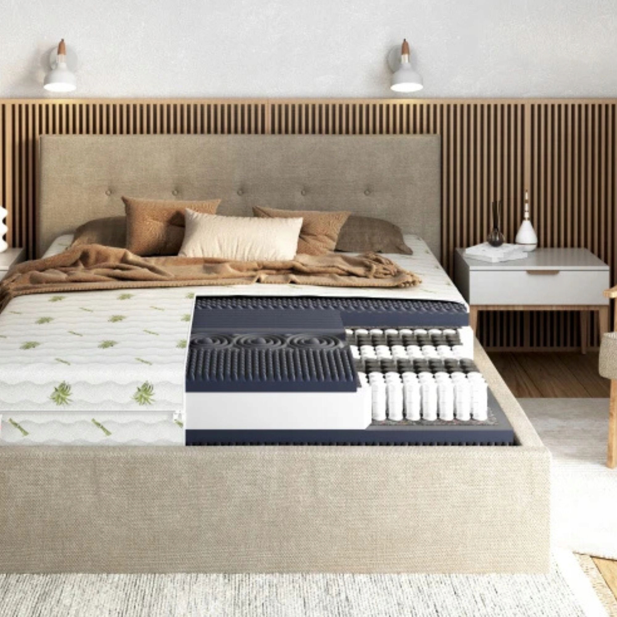 Materac sprężynowy NASĄCZONY ALOESEM 90 x 200 x 23cm H3, H4 MASUJĄCY PROFIL