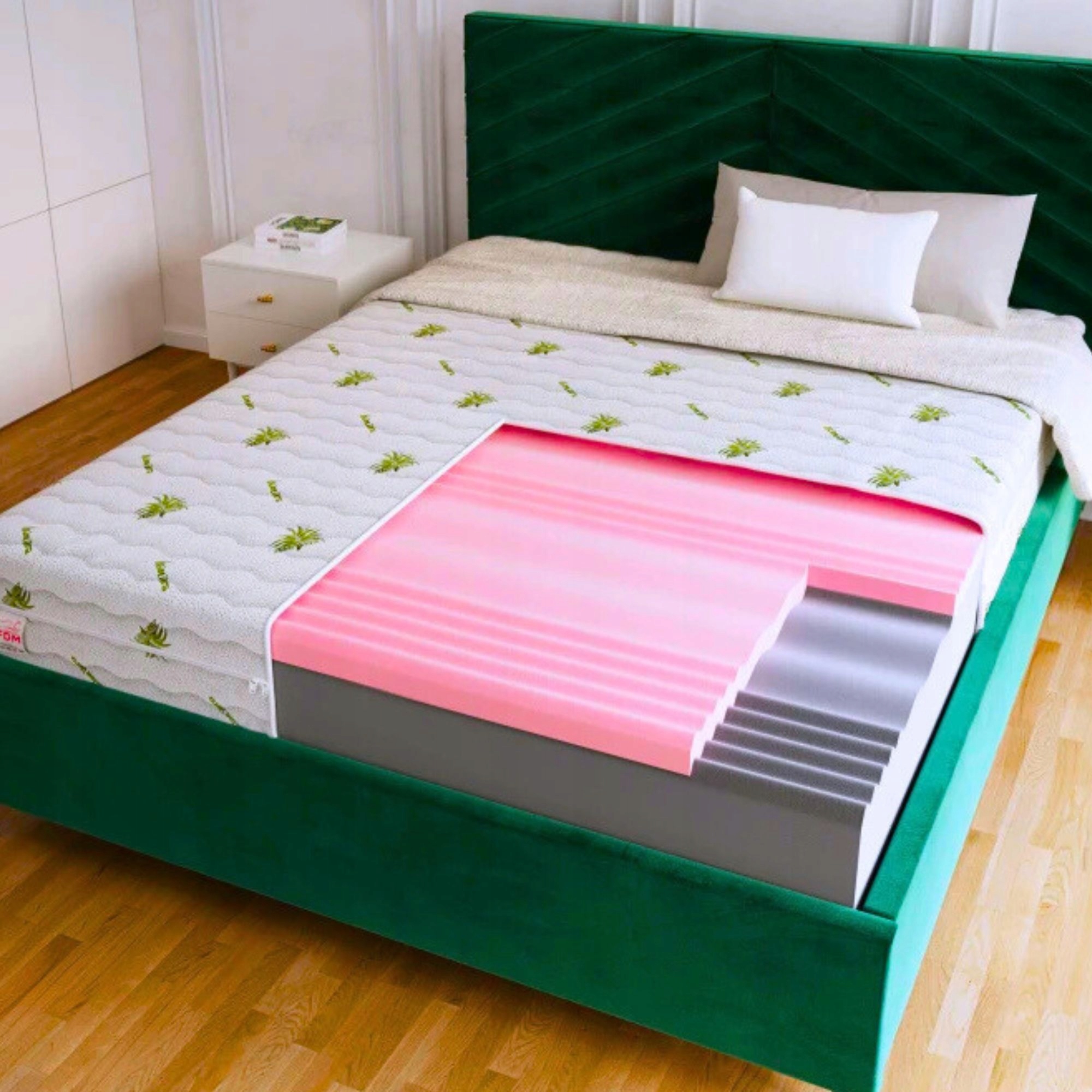 Materac PIANKOWY 90x200 x 14 cm H3, H4 PROFILOWANY WYCIĄG Z ALOESU HR