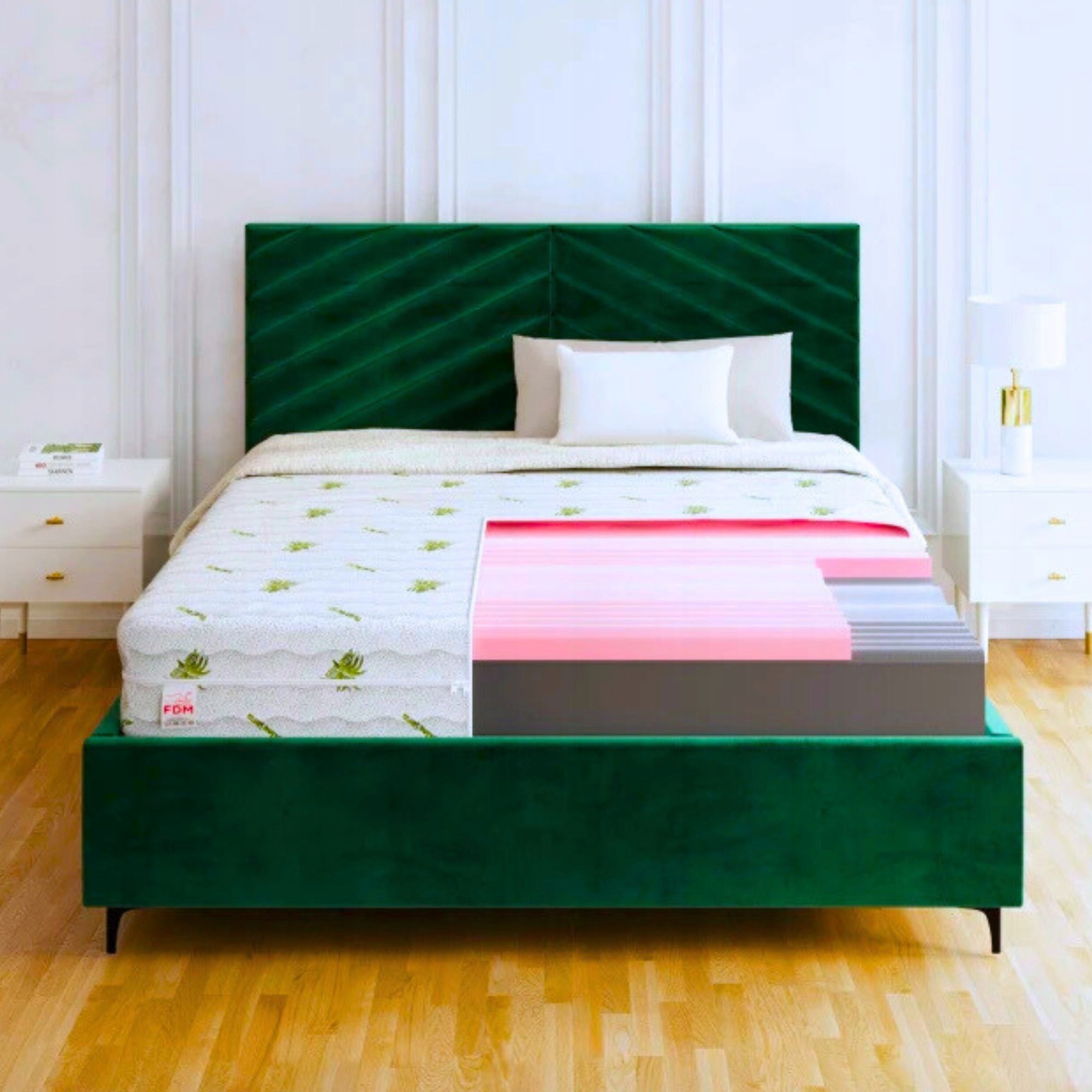 Materac PIANKOWY 90x200 x 14 cm H3, H4 PROFILOWANY WYCIĄG Z ALOESU HR