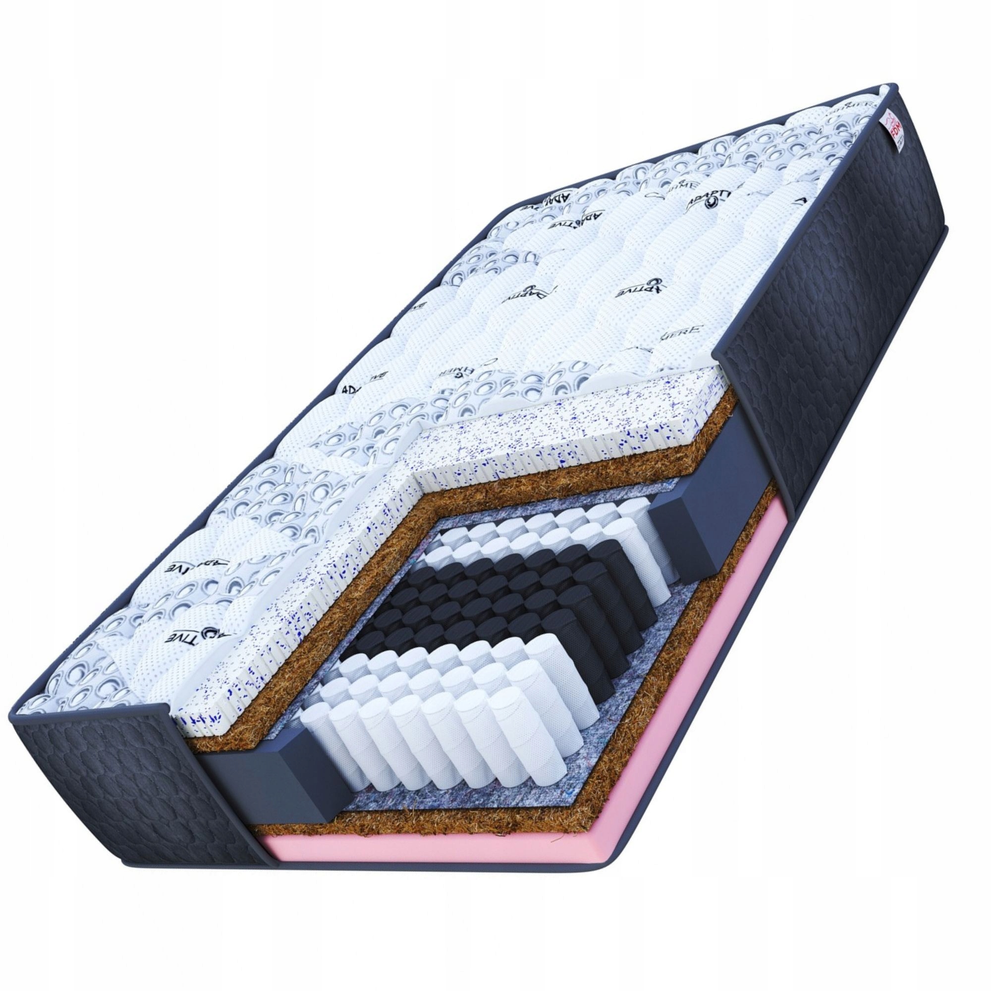 Materac 140 x 200 multipocketowy SOLE kokos, lateks, visco 22 cm PREMIUM